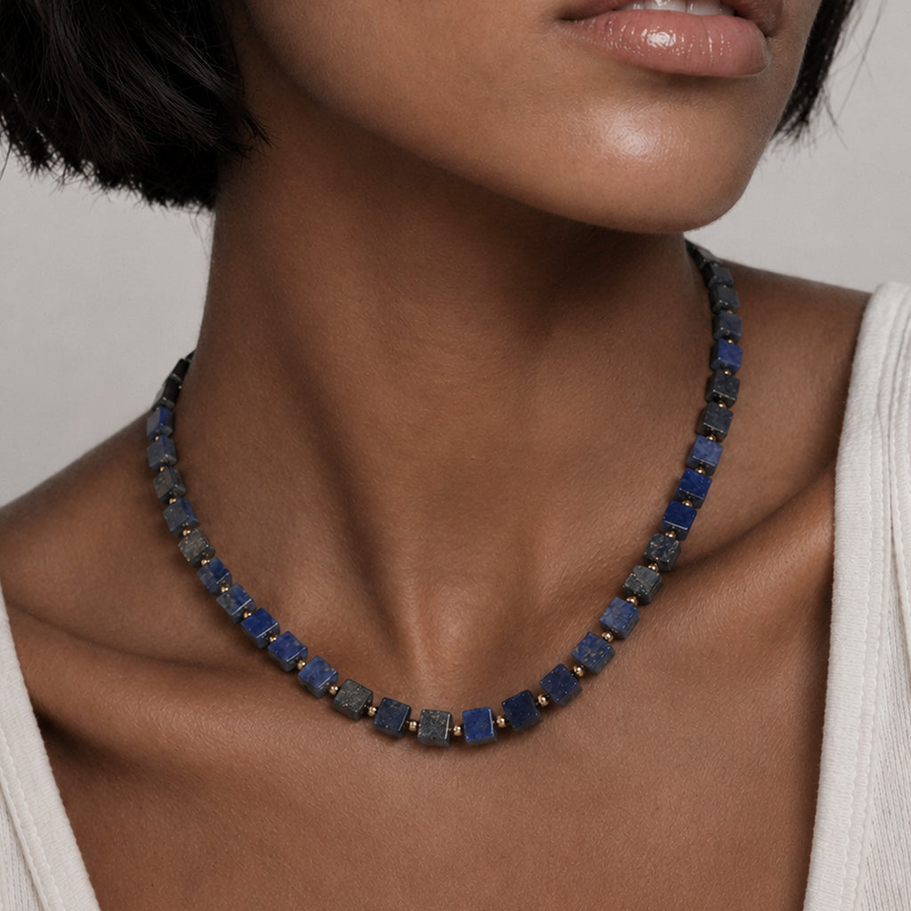 Lapis Cube Necklace