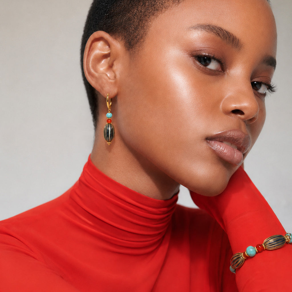 Turquoise Drop Hoops