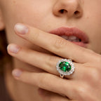Green Zircon Halo Ring