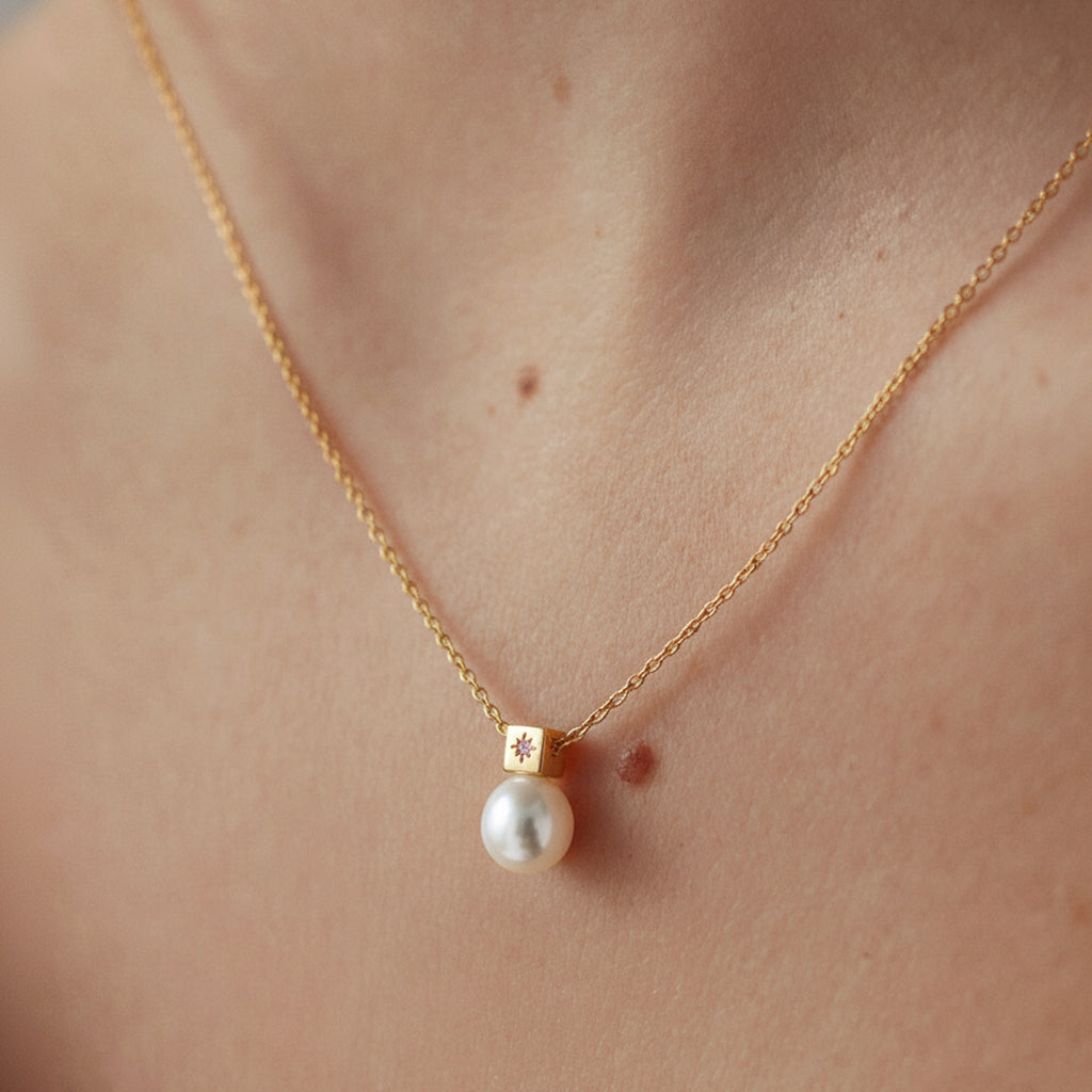 Gold Pearl Star Necklace