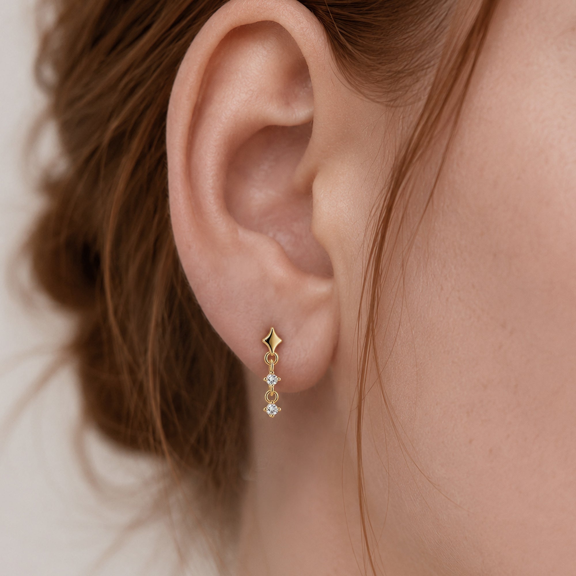 Star Zircon Drop Earrings