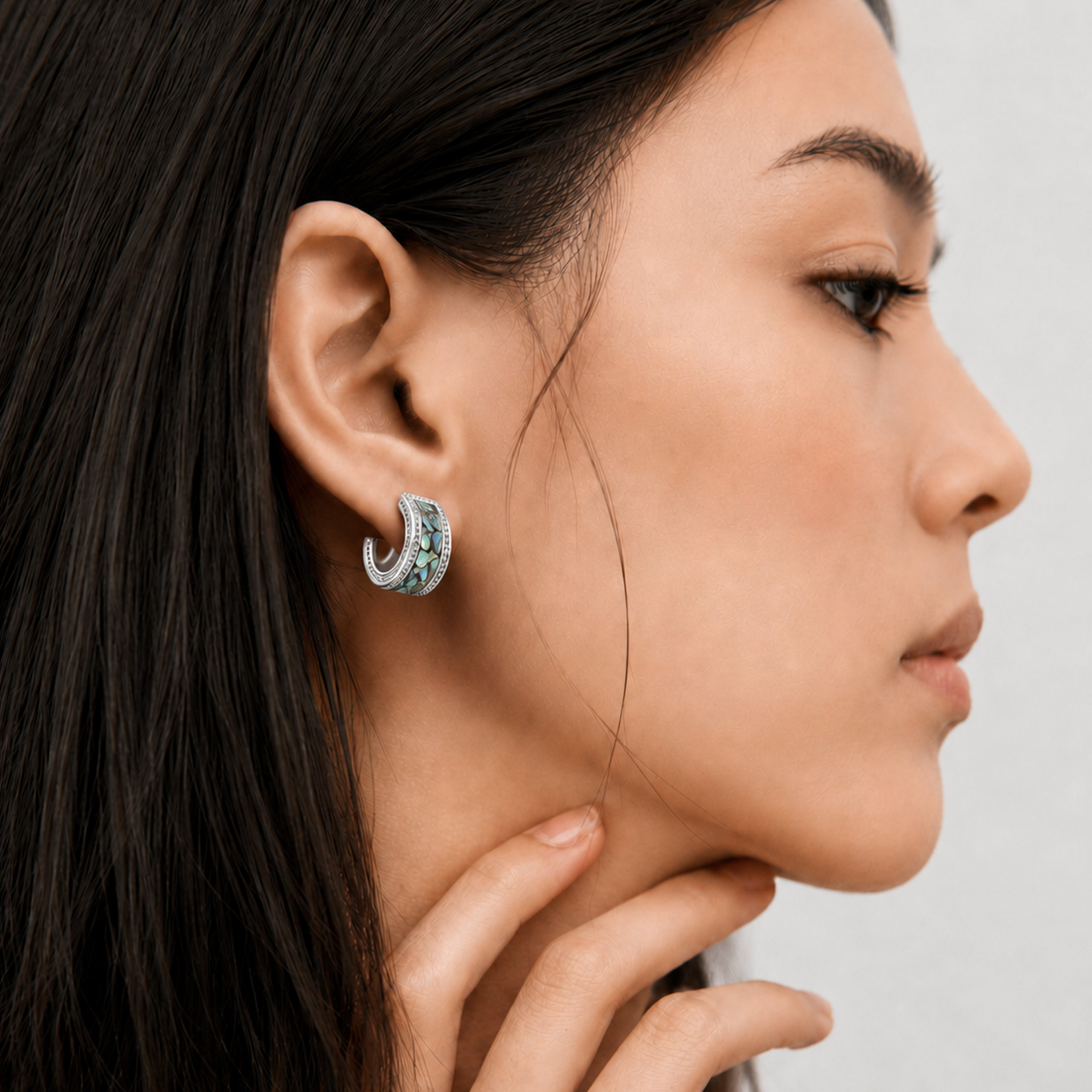 Abalone Hoop Earrings