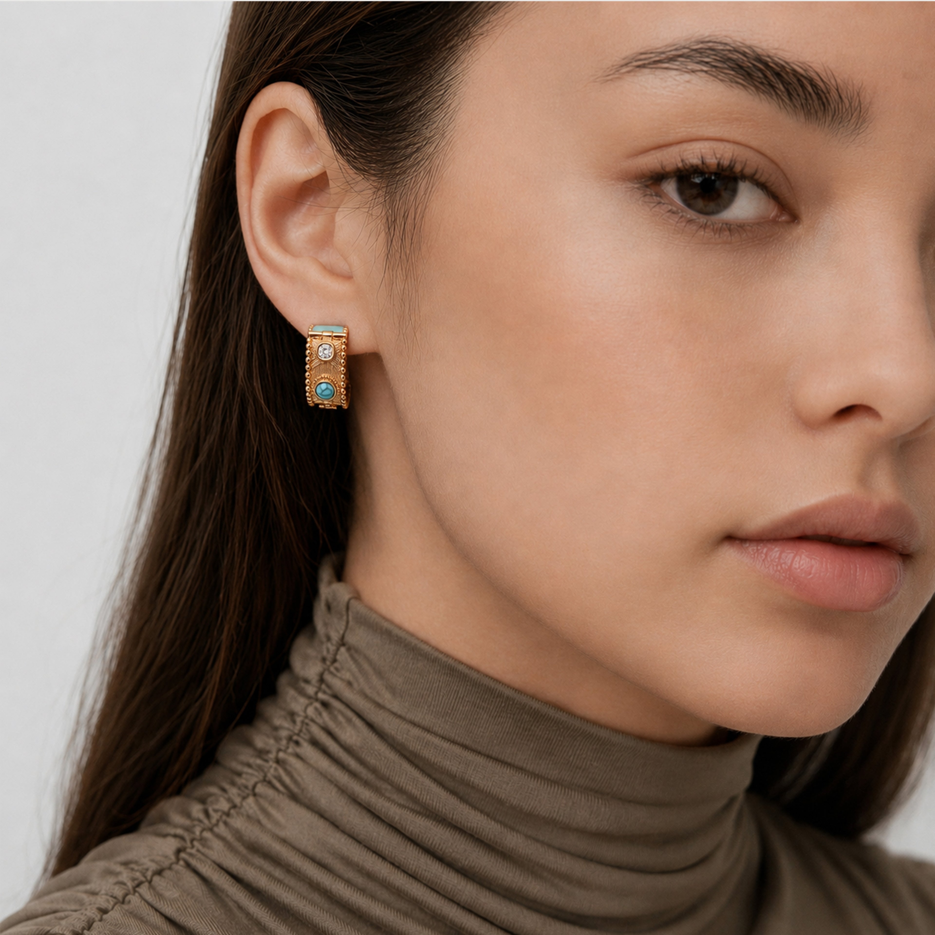 Turquoise Huggie Earrings