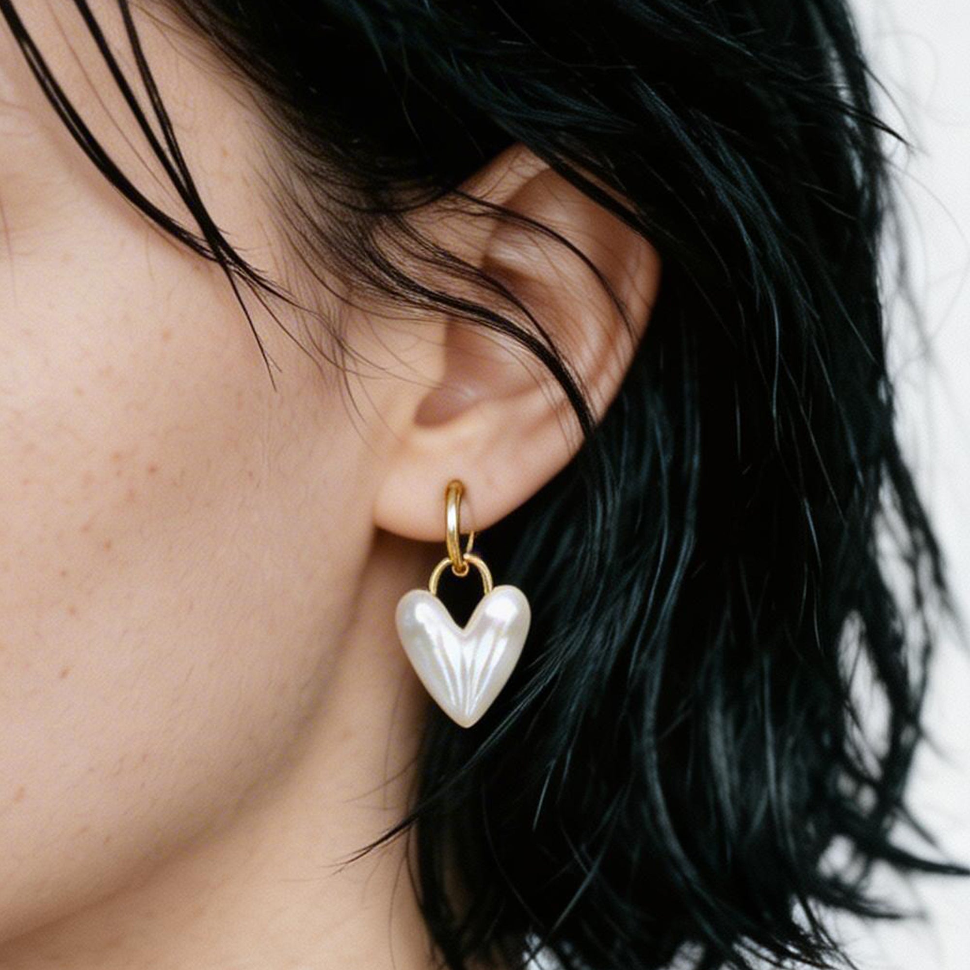 Gold Heart Drop Earrings