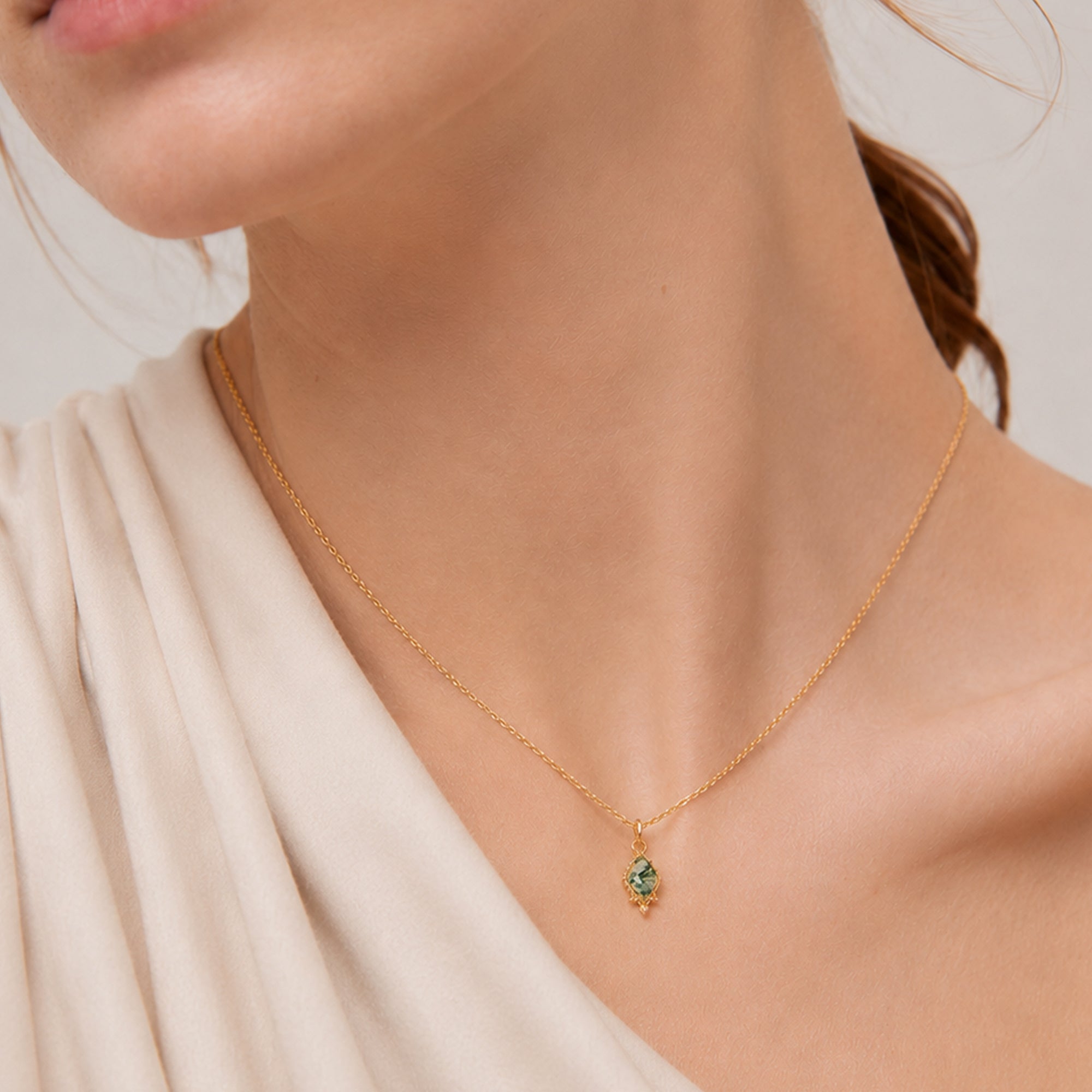 Moss Agate Pendant Necklace