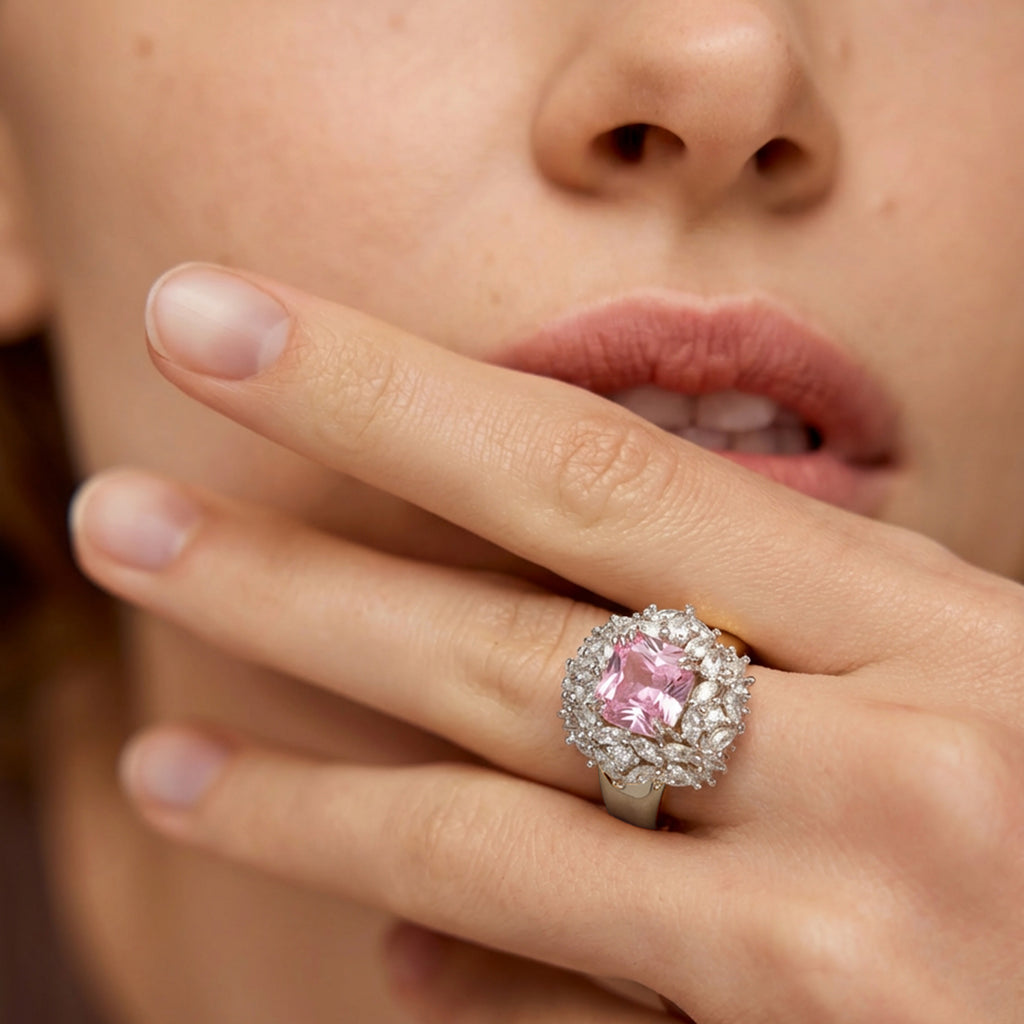 Pink Zircon Crown Ring