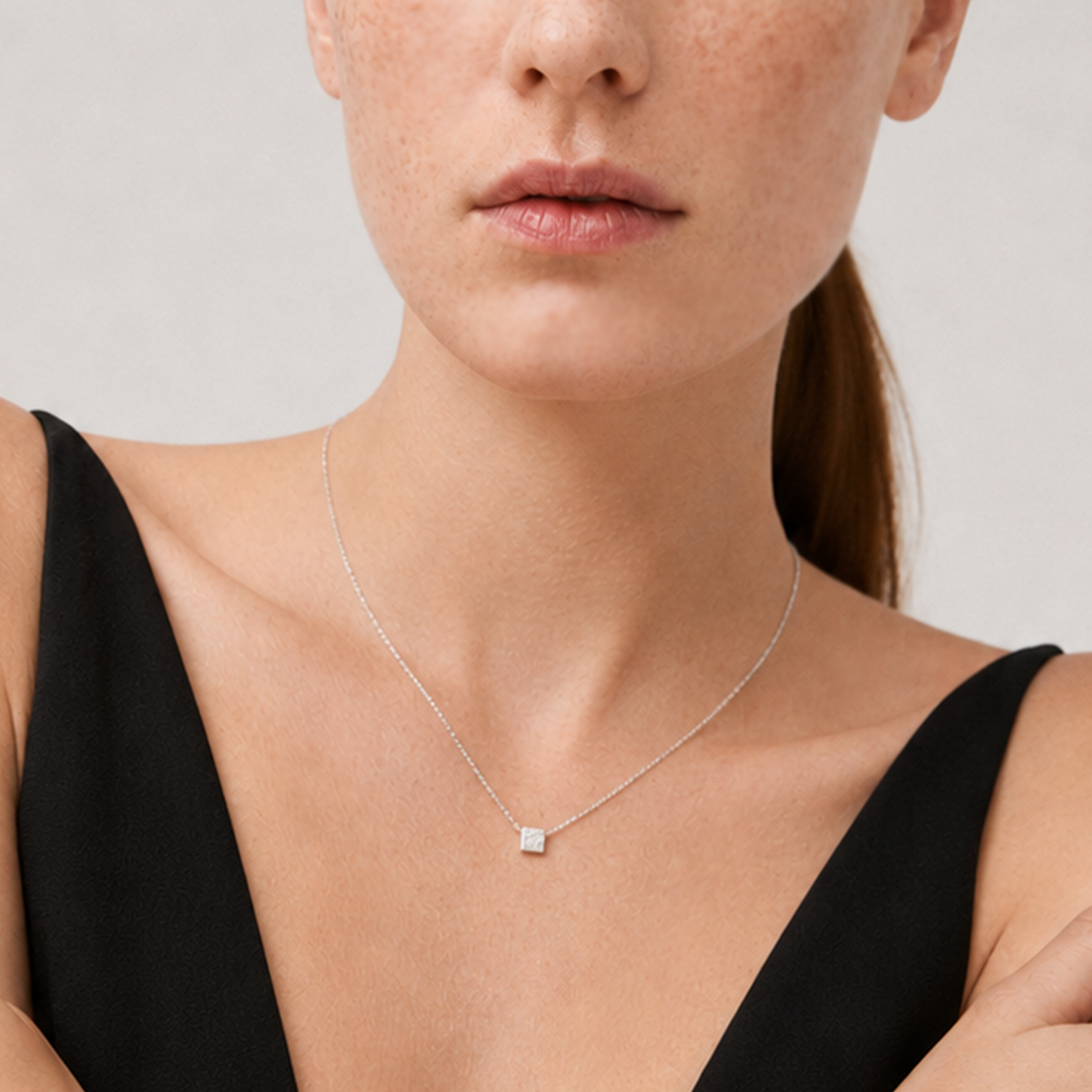 Mini Cube Silver Necklace