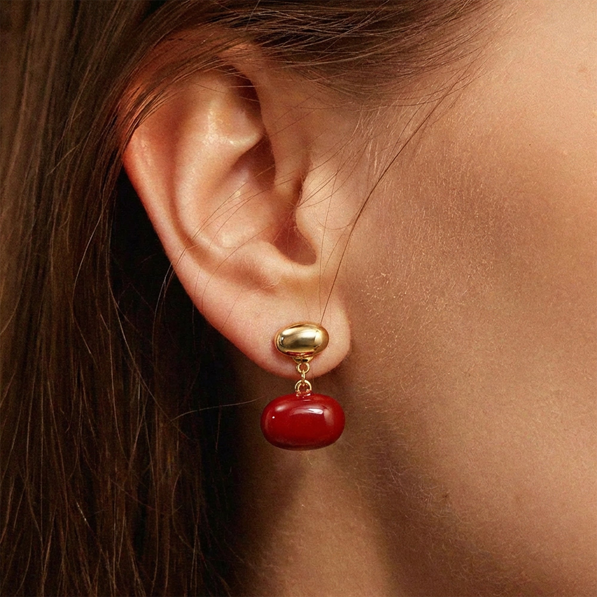 Red Enamel Drop Earrings