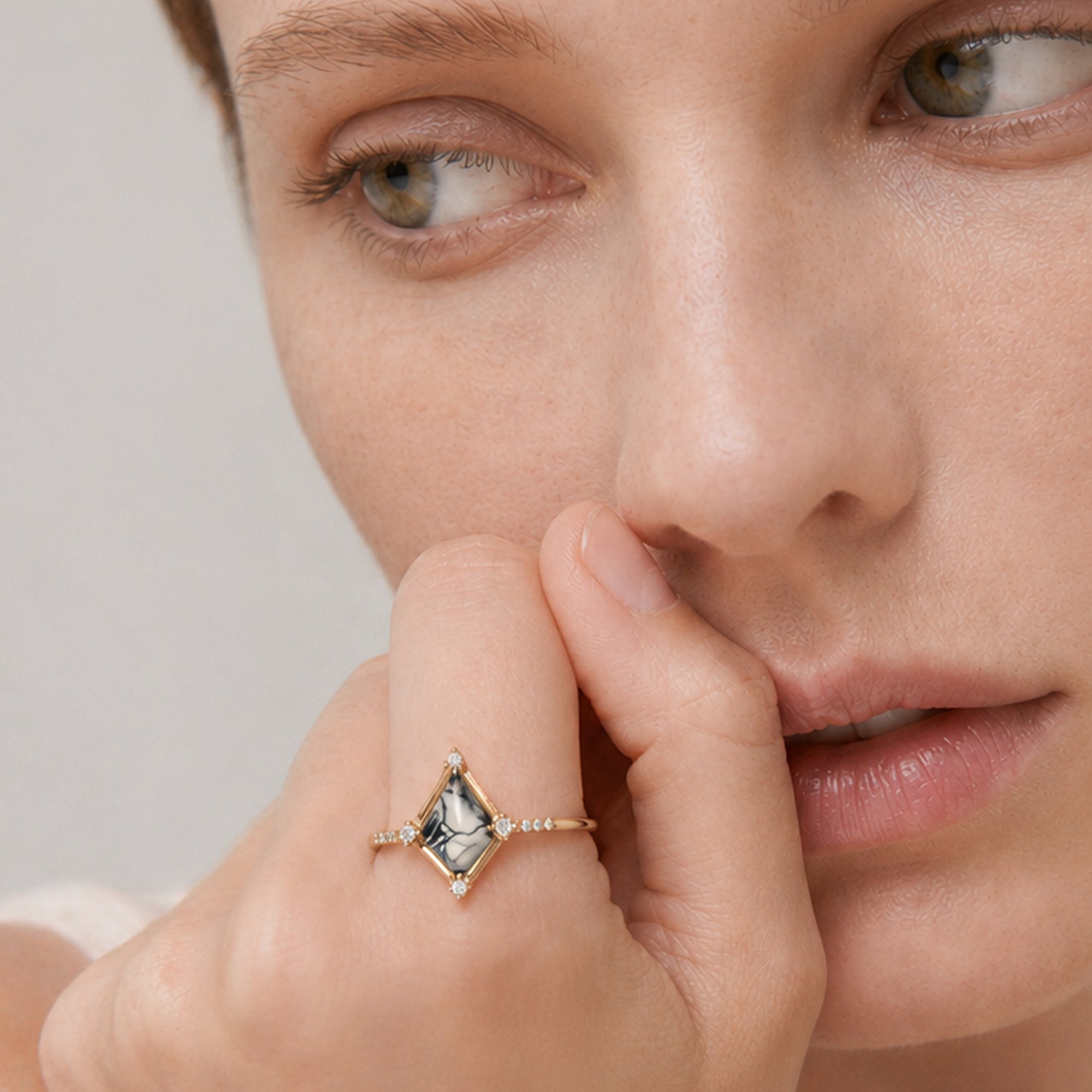 Moss Agate Radiant Ring