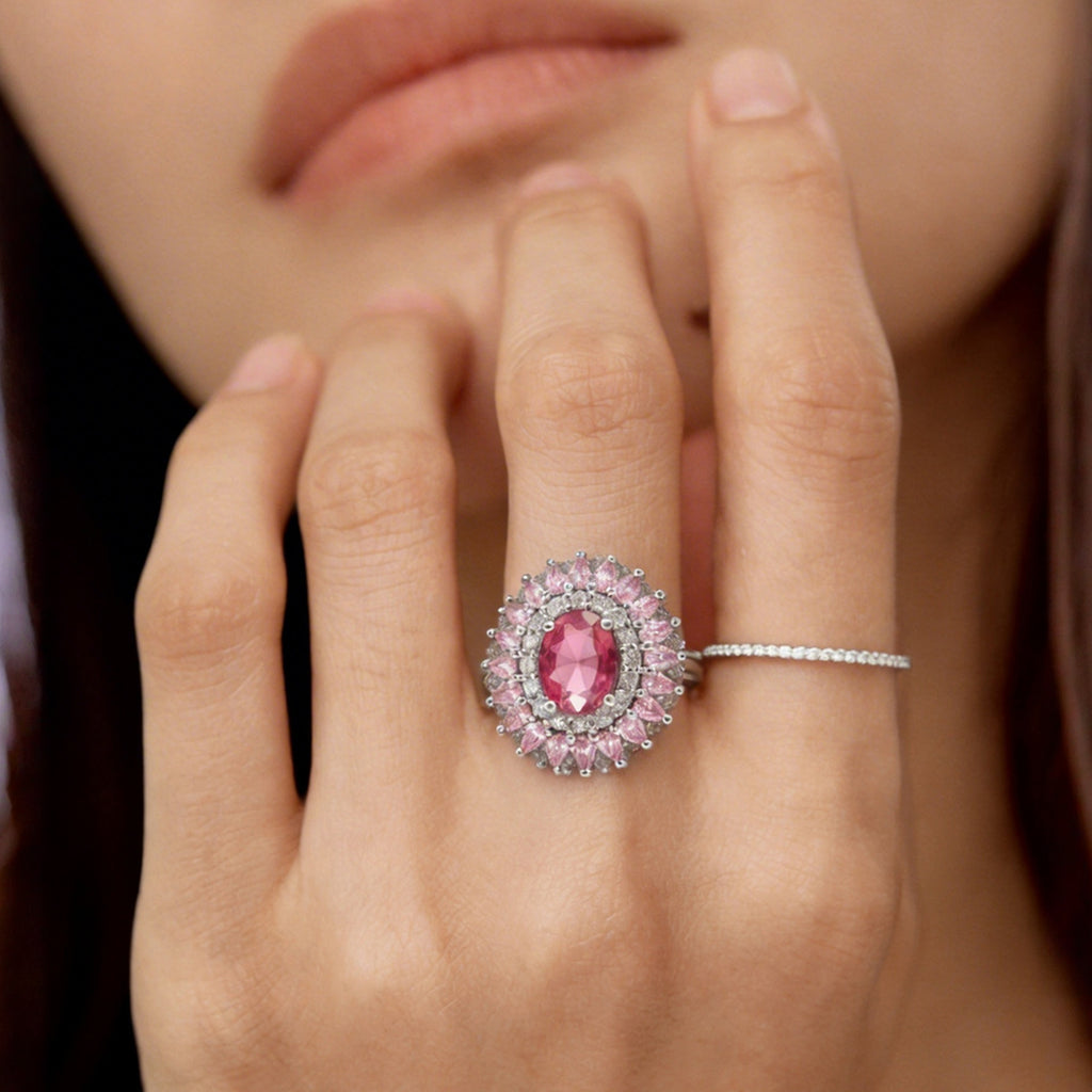 Pink Halo Statement Ring