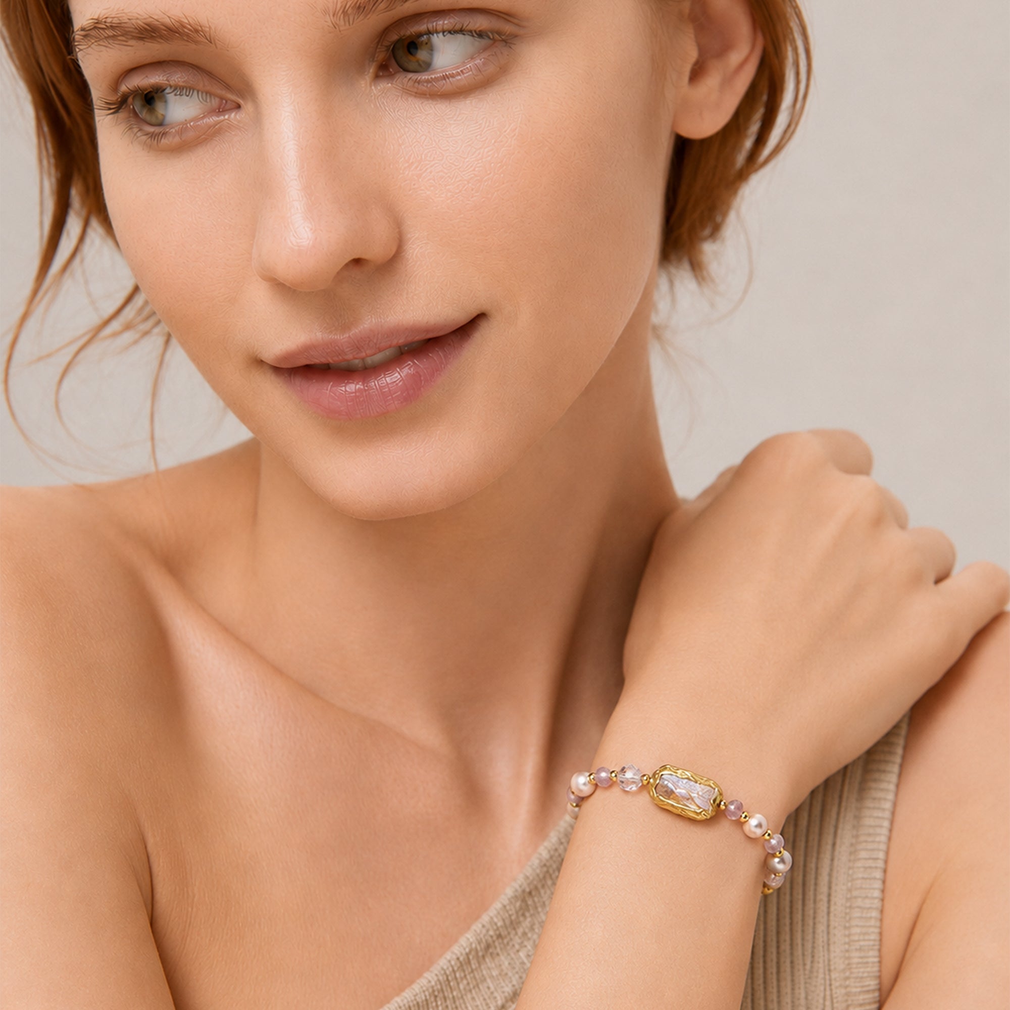 Pearl Crystal Charm Bracelet