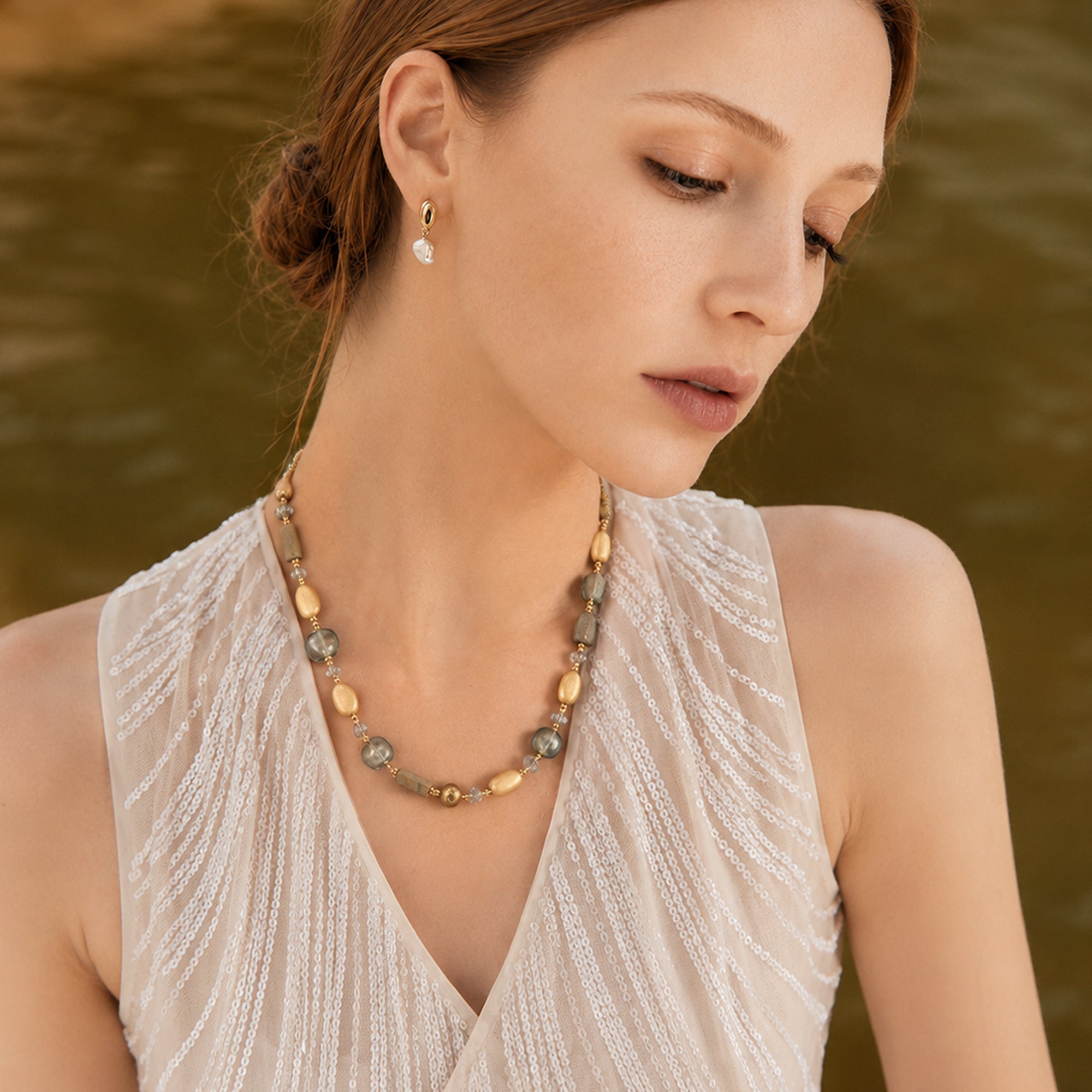 Pearl Gem Gold Necklace