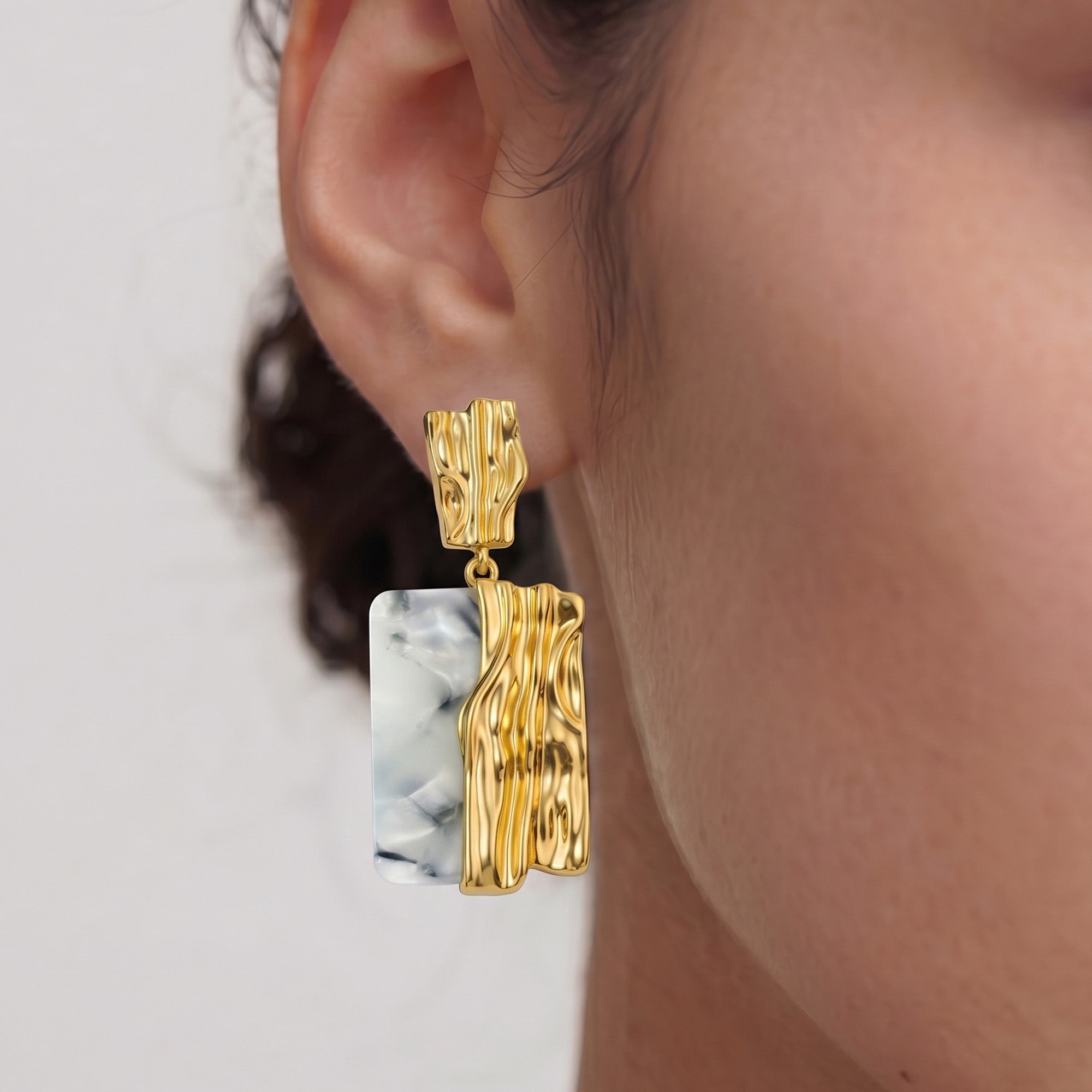 Marble Gold Drop Earrings