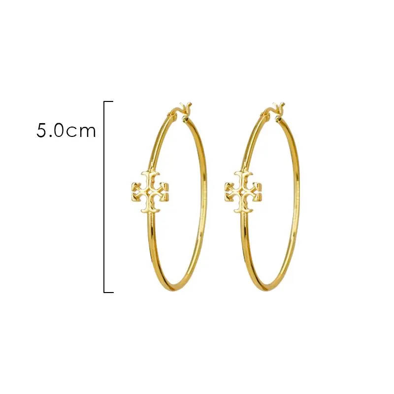 18K Gold-Plated Cross Hoop Earrings