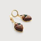 Pearl Wood Drop Hoops