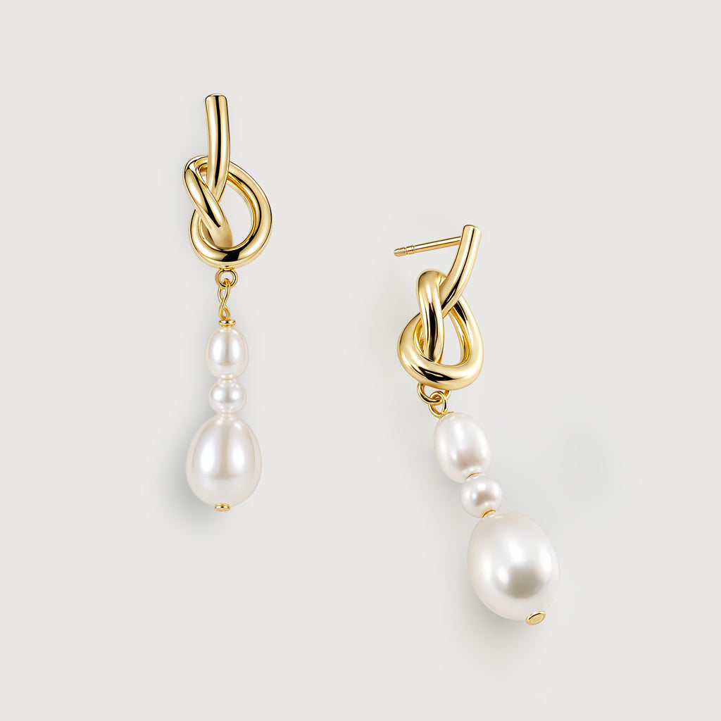 Pearl Knot Drop Earrings