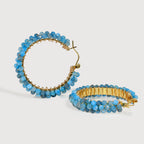 Blue Agate Hoop Earrings
