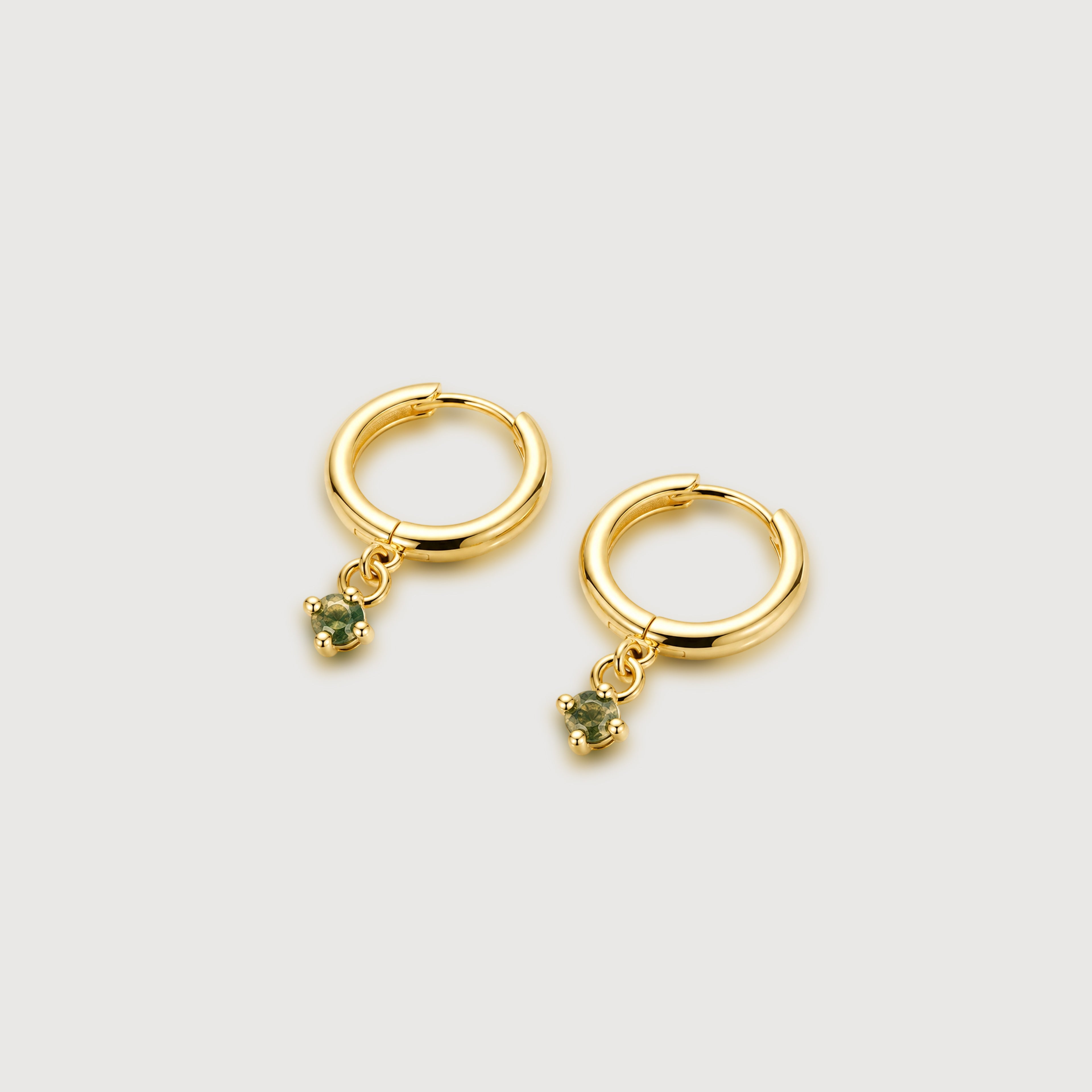 Moss Agate Huggie Earrings