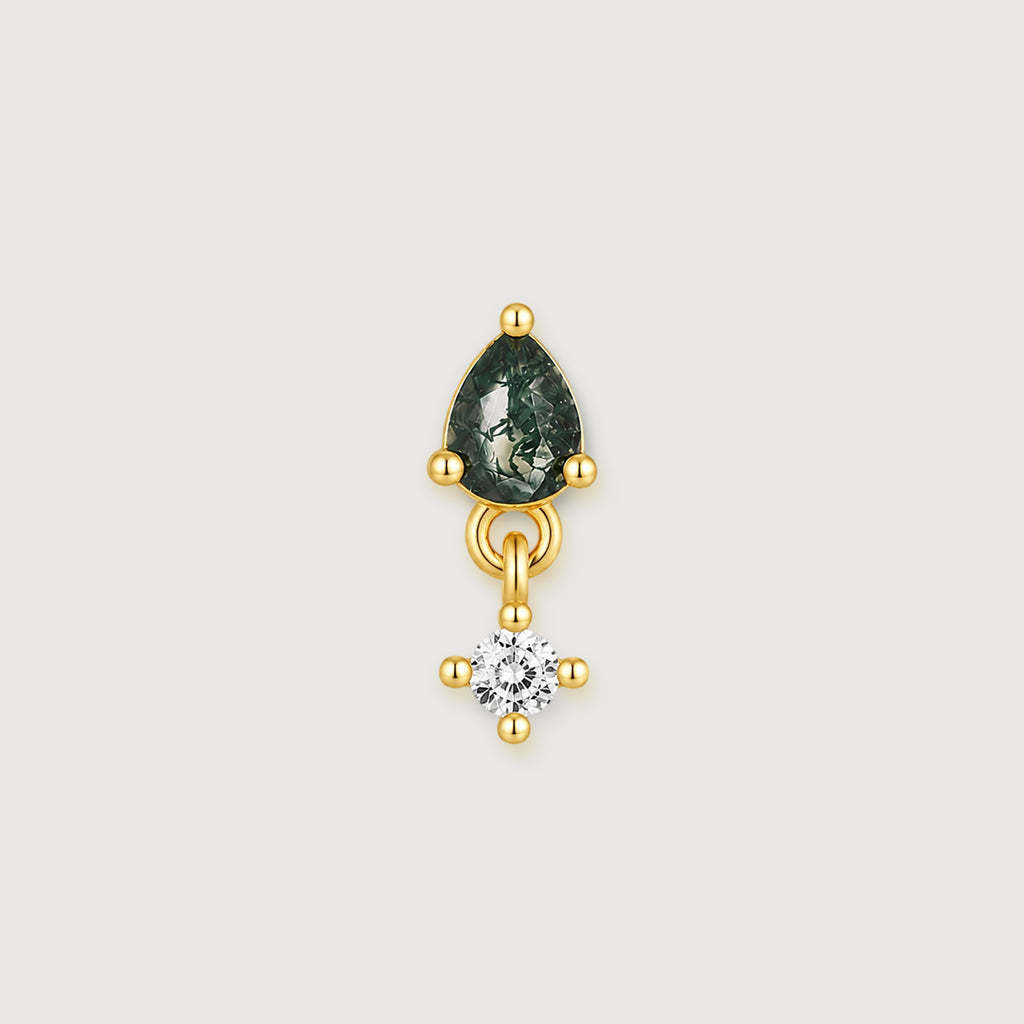 Moss Agate Drop Studs