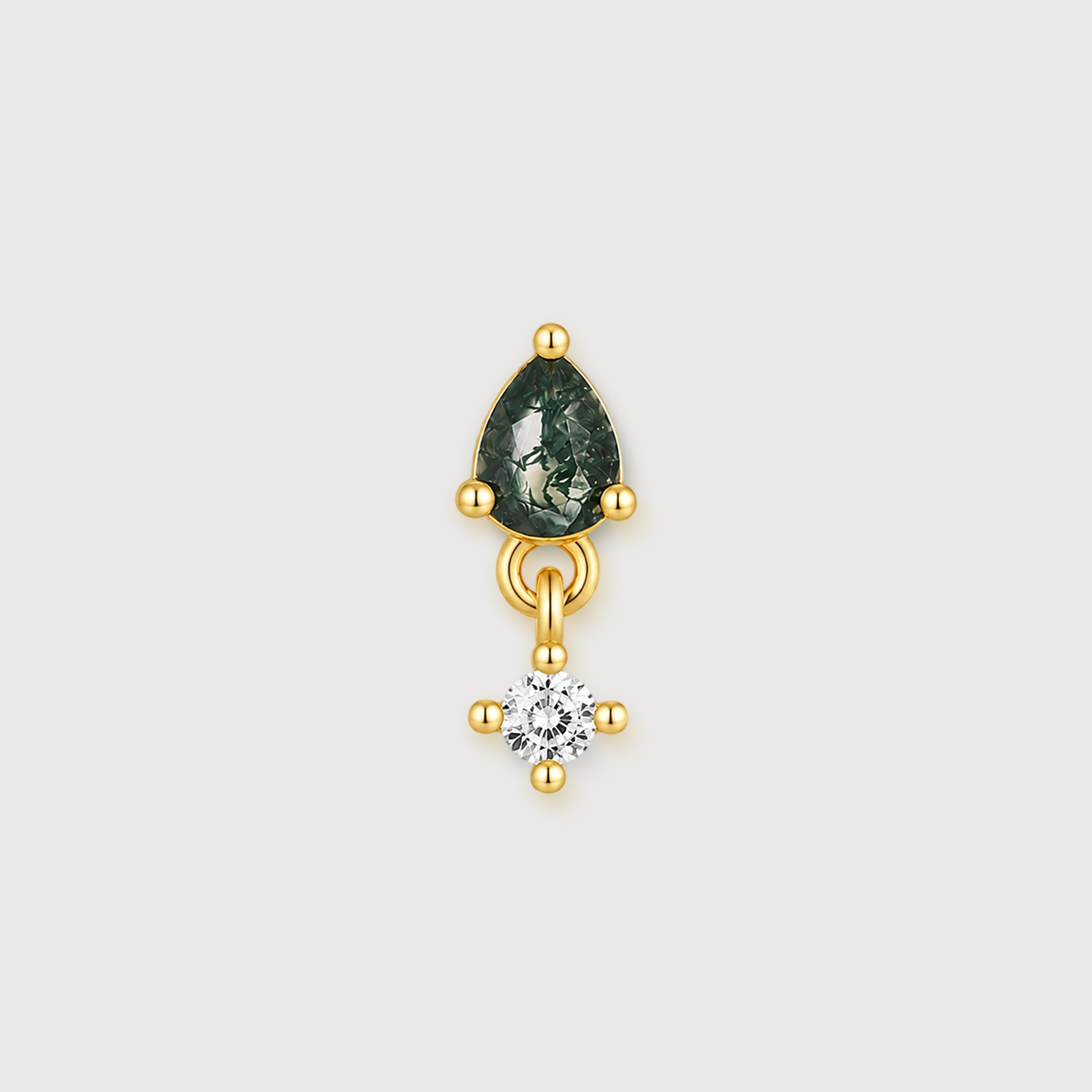 Moss Agate Drop Studs