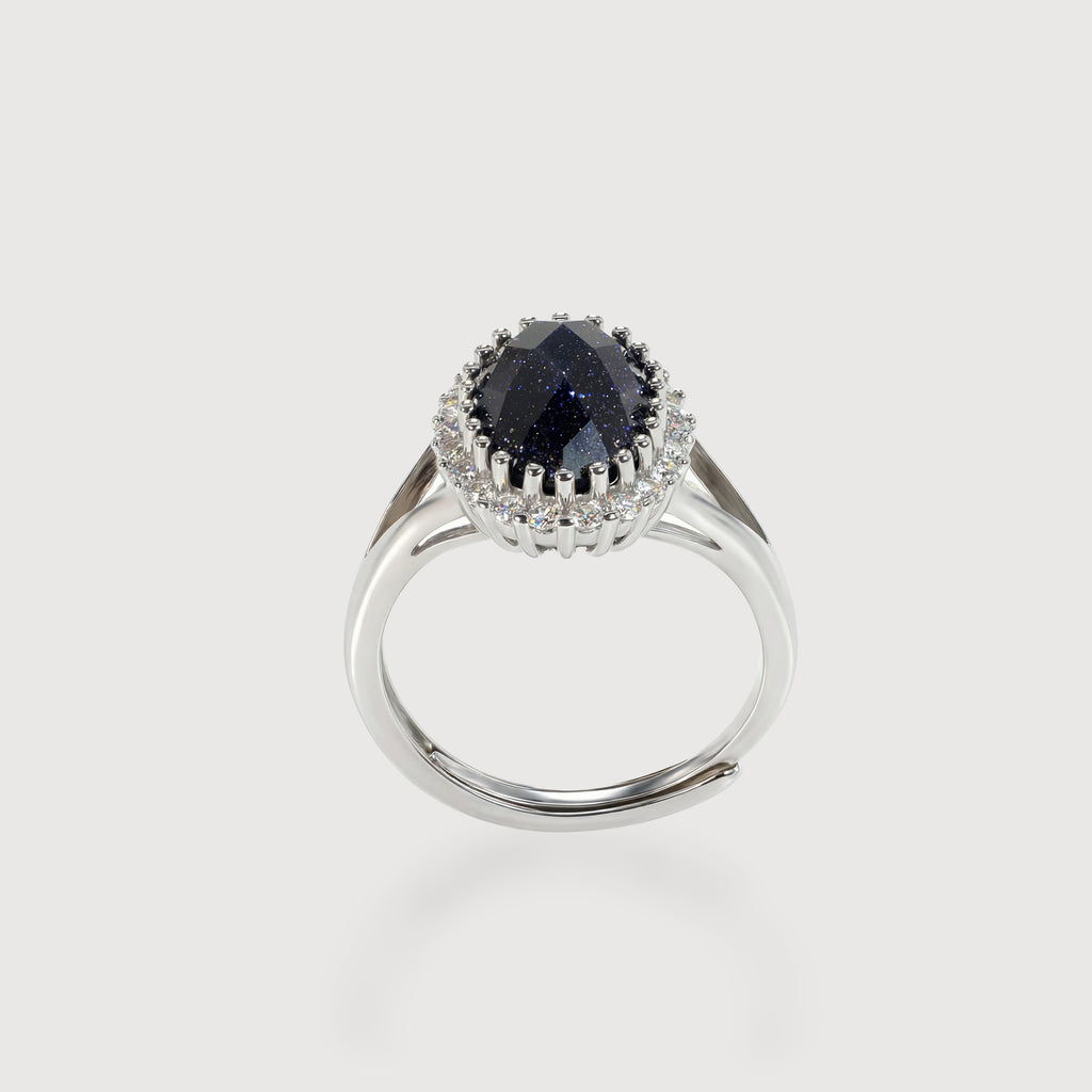 Dark Zircon Halo Ring