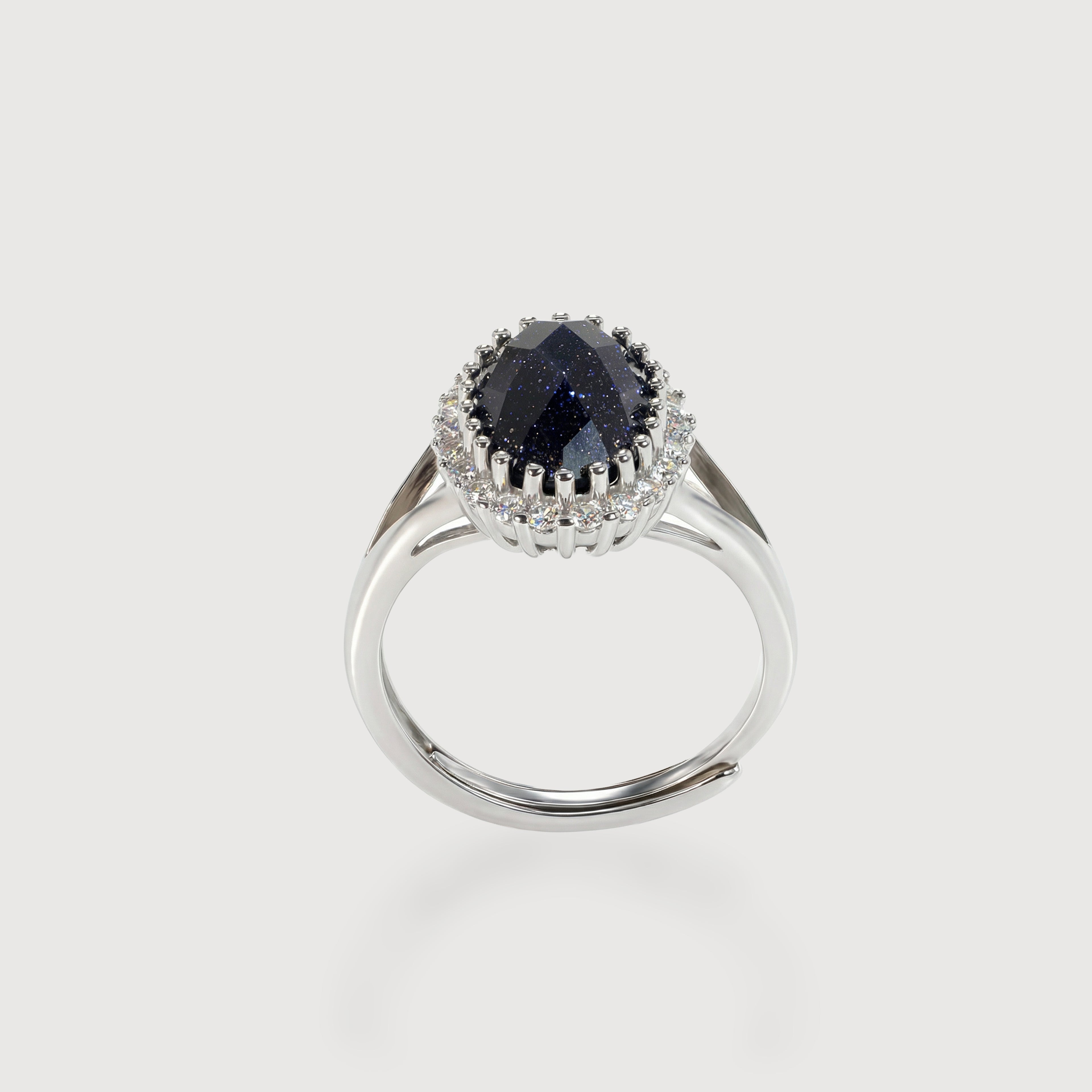 Dark Zircon Halo Ring