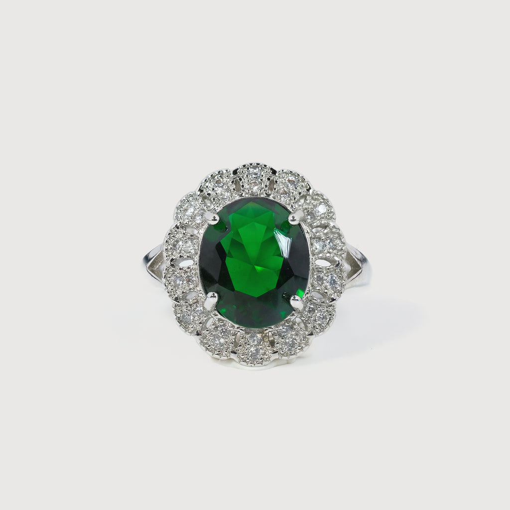 Green Zircon Halo Ring