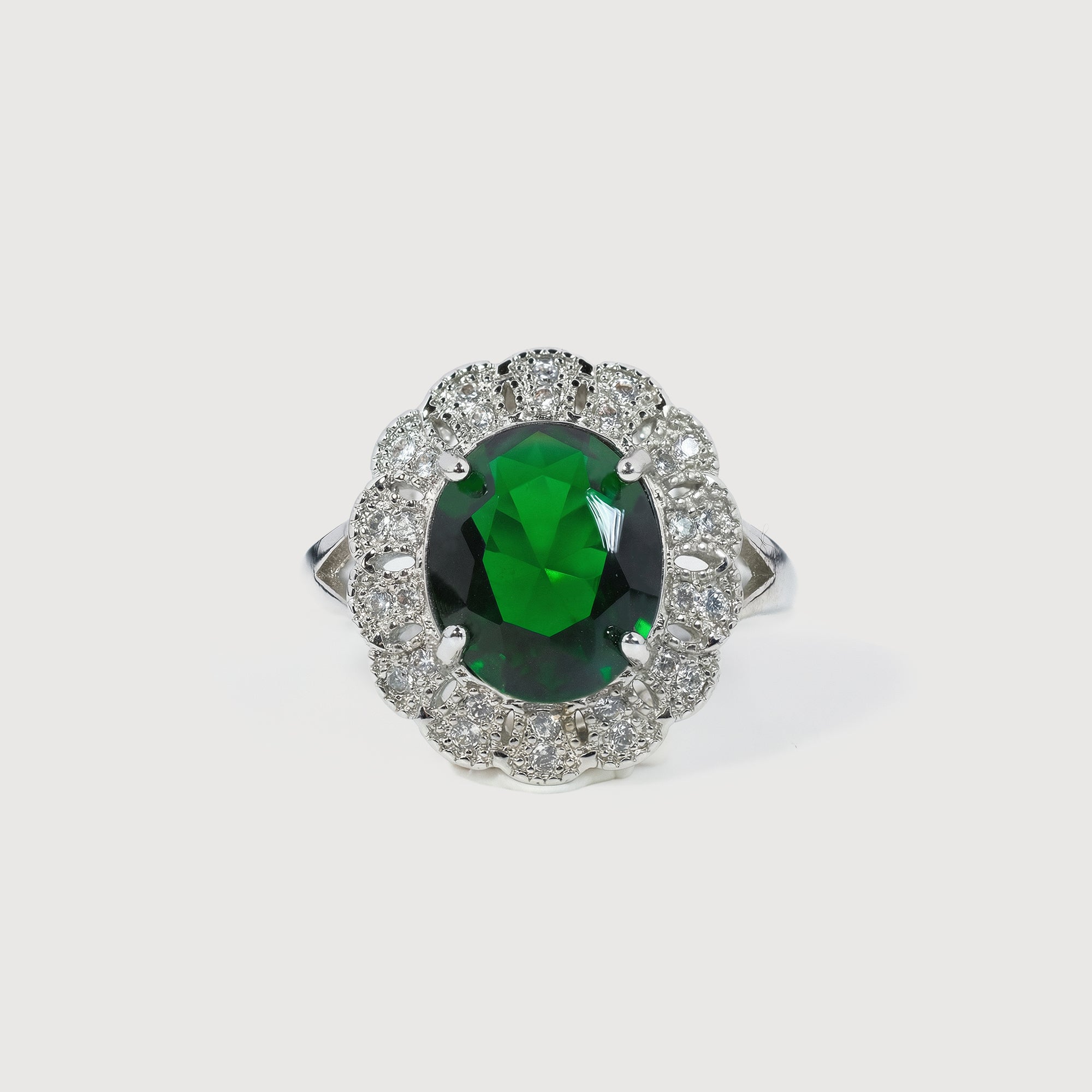 Green Zircon Halo Ring