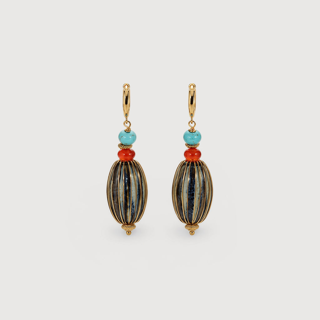 Turquoise Drop Hoops