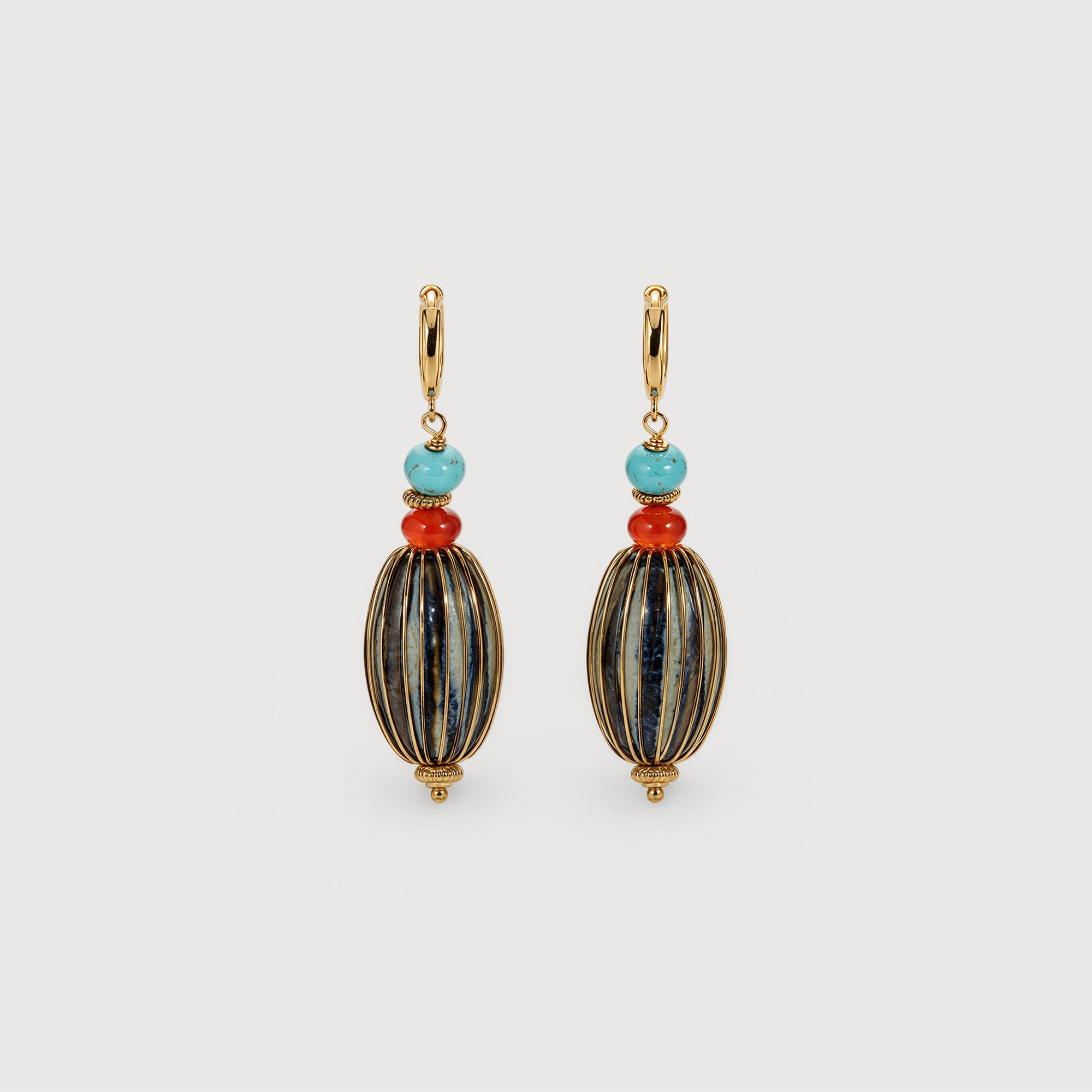 Turquoise Drop Hoops