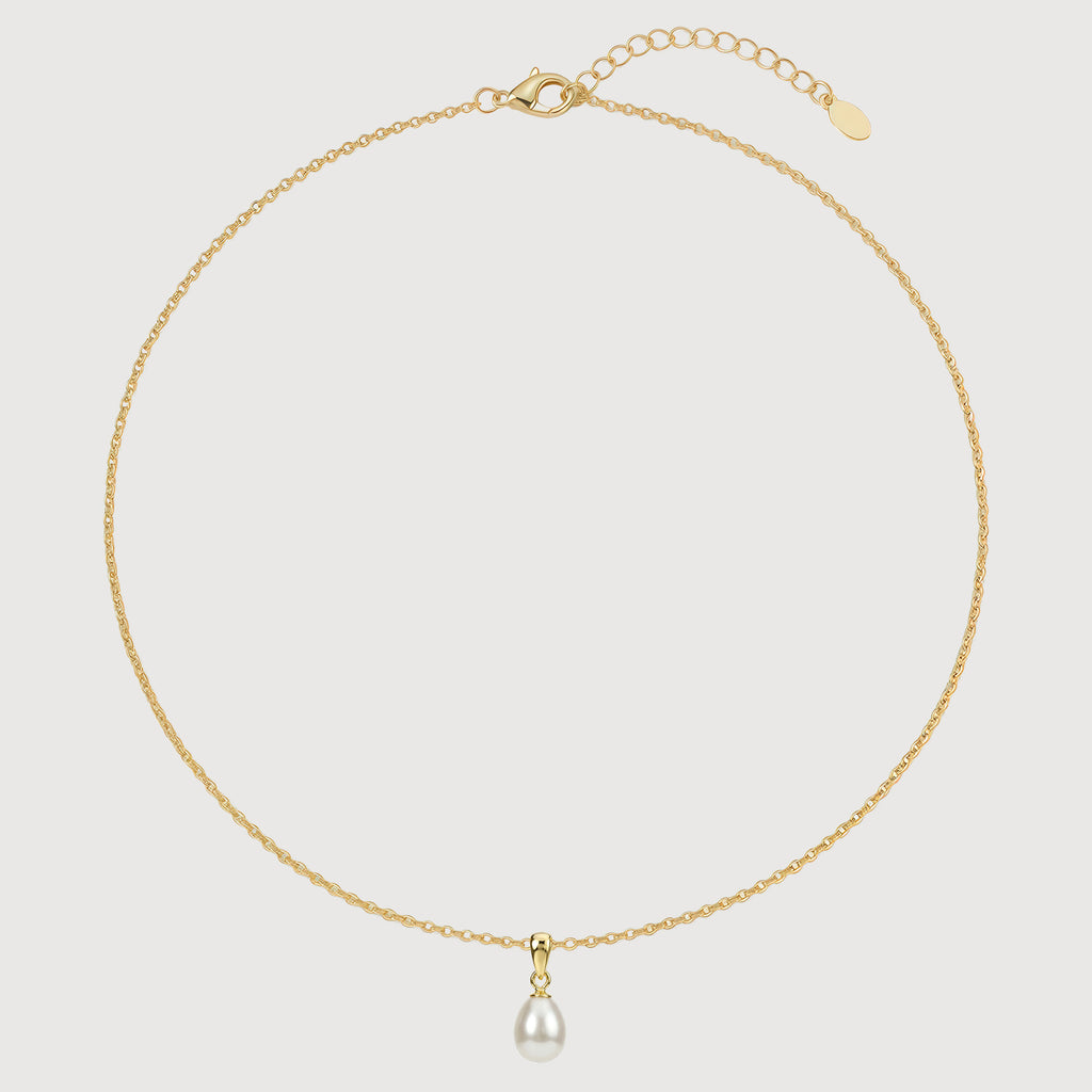 Gold Pearl Drop Necklace