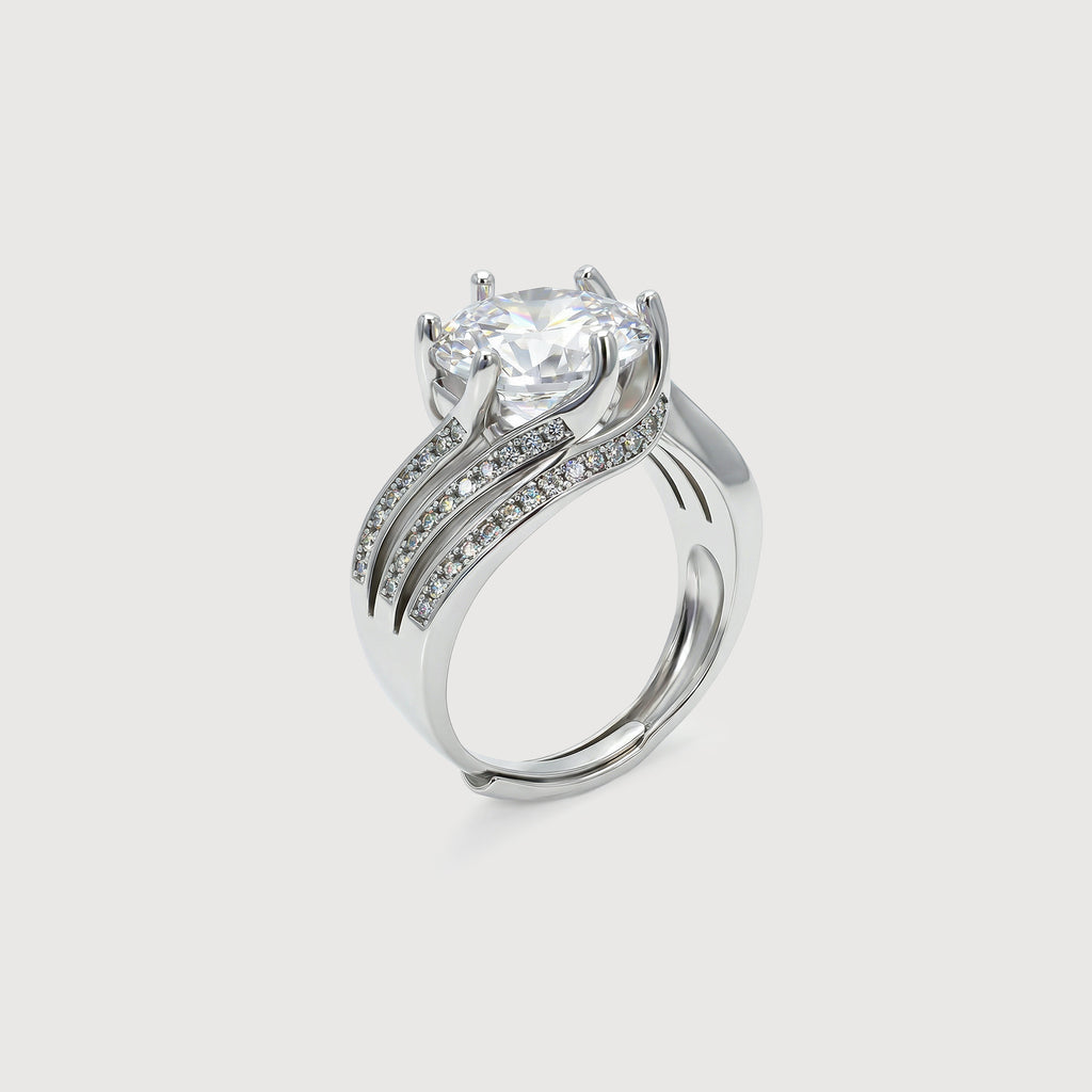 Zircon Wave Solitaire Ring
