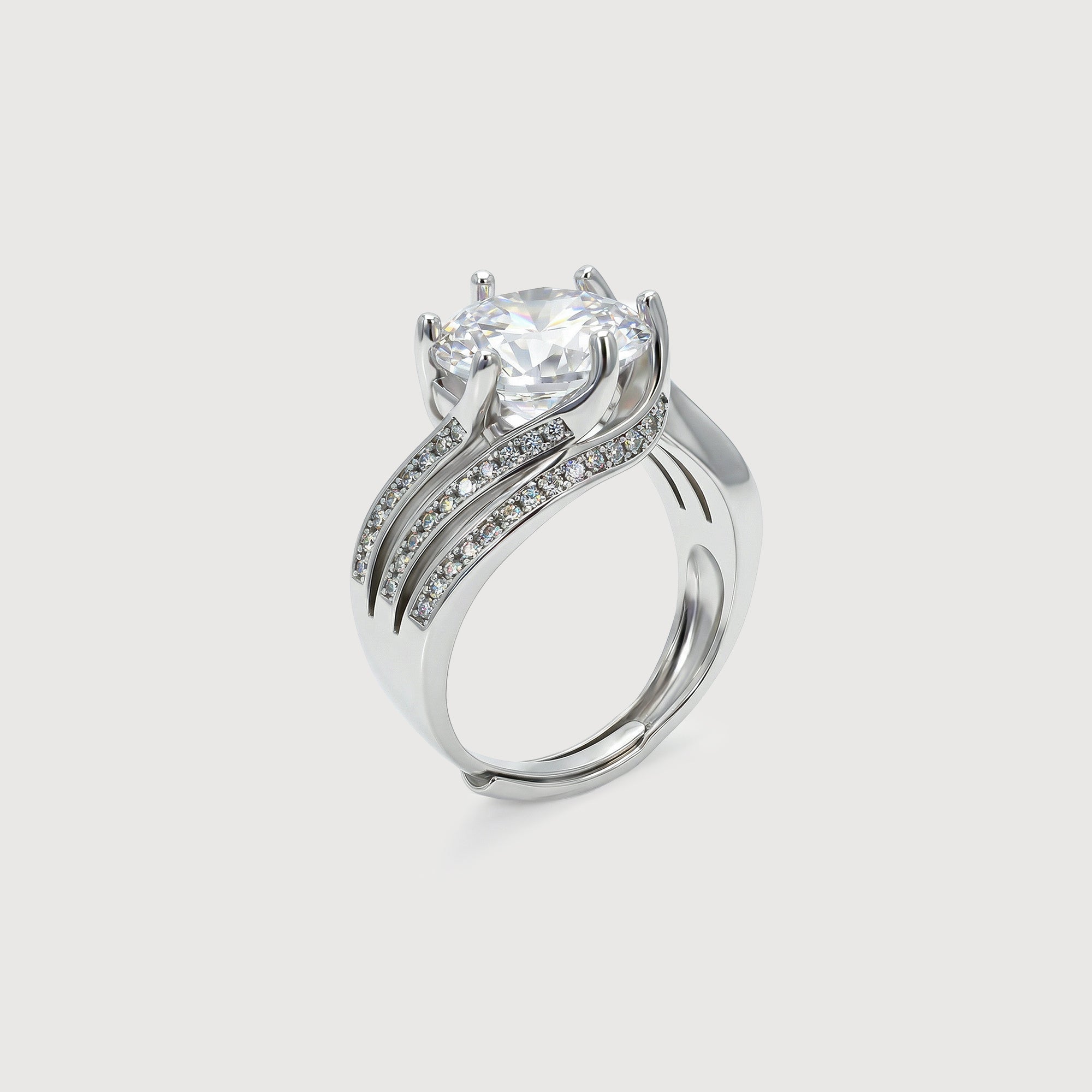 Zircon Wave Solitaire Ring