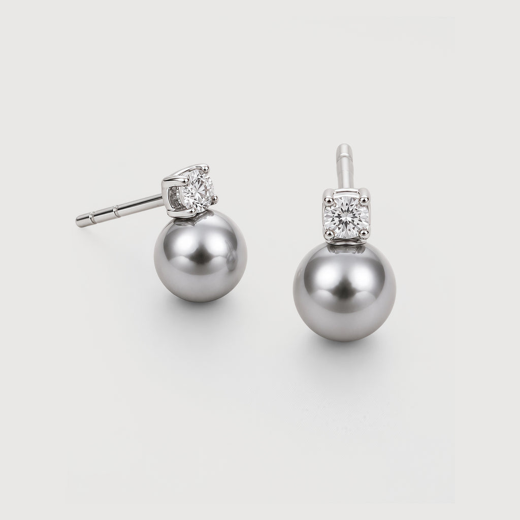 Grey Pearl Zircon Studs