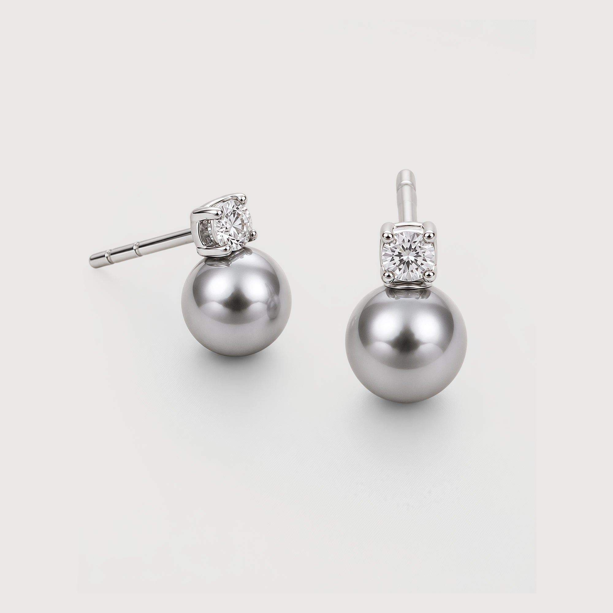 Grey Pearl Zircon Studs