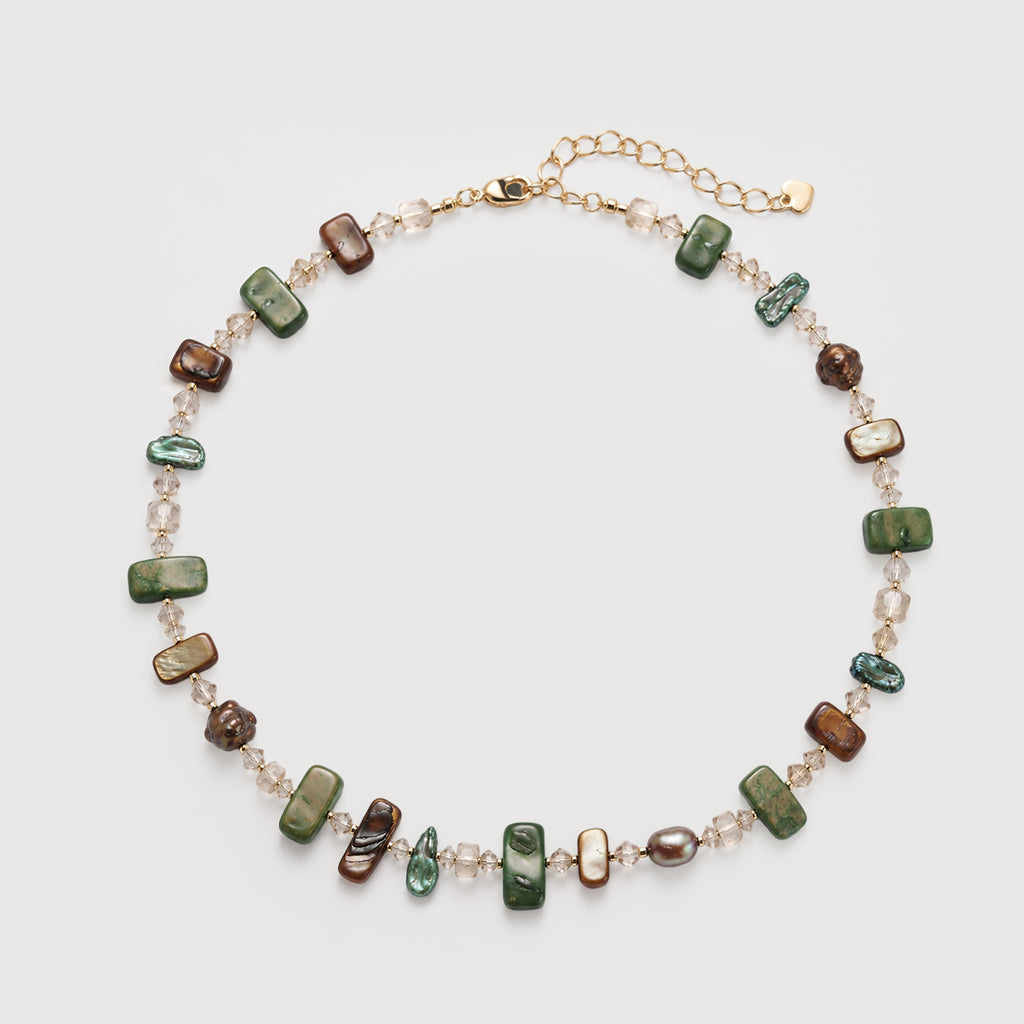 Golden Pearl Gem Necklace