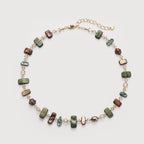 Golden Pearl Gem Necklace