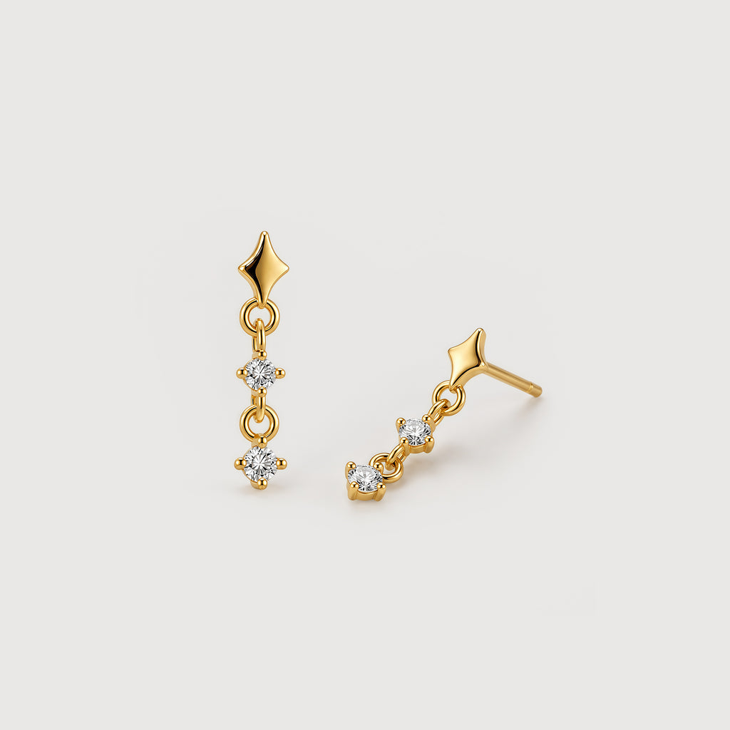 Star Zircon Drop Earrings
