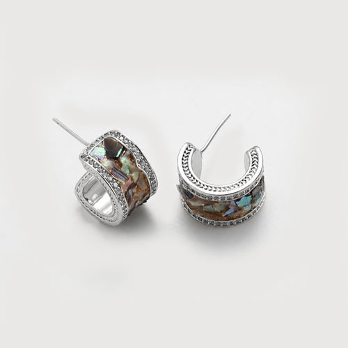 Abalone Hoop Earrings