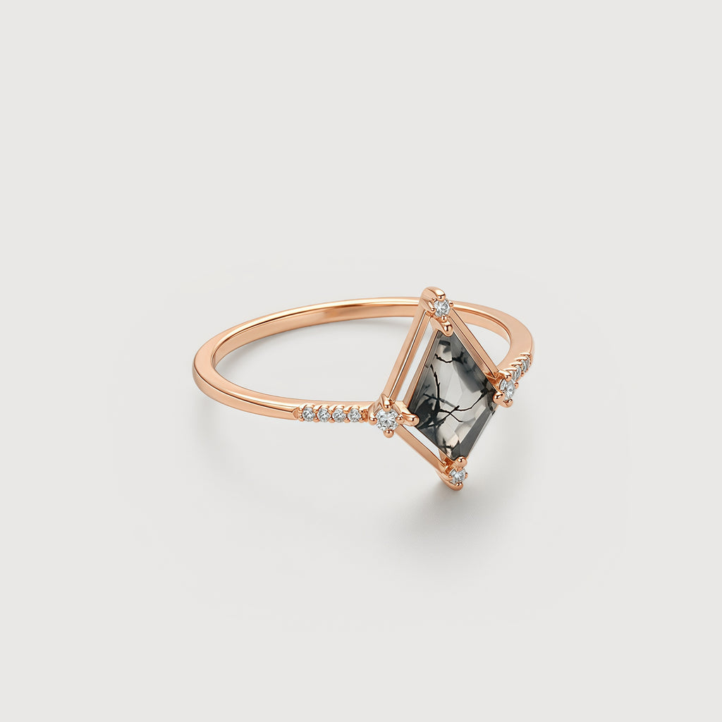 Moss Agate Radiant Ring