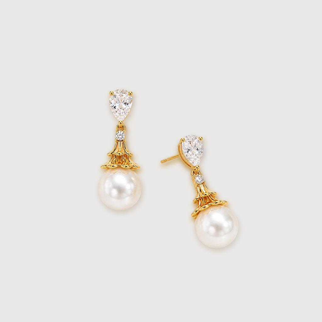Pearl Zircon Drop Earrings