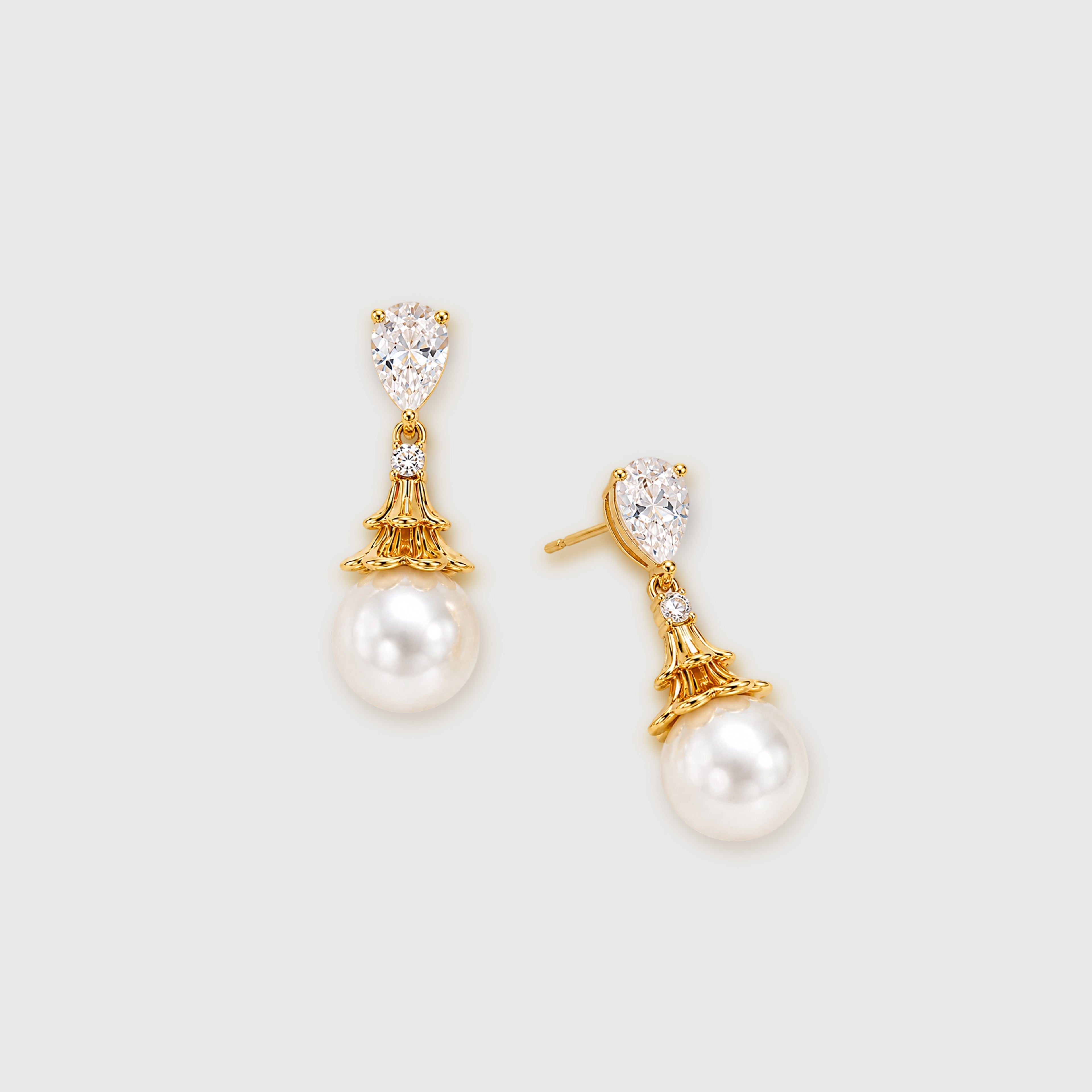 Pearl Zircon Drop Earrings
