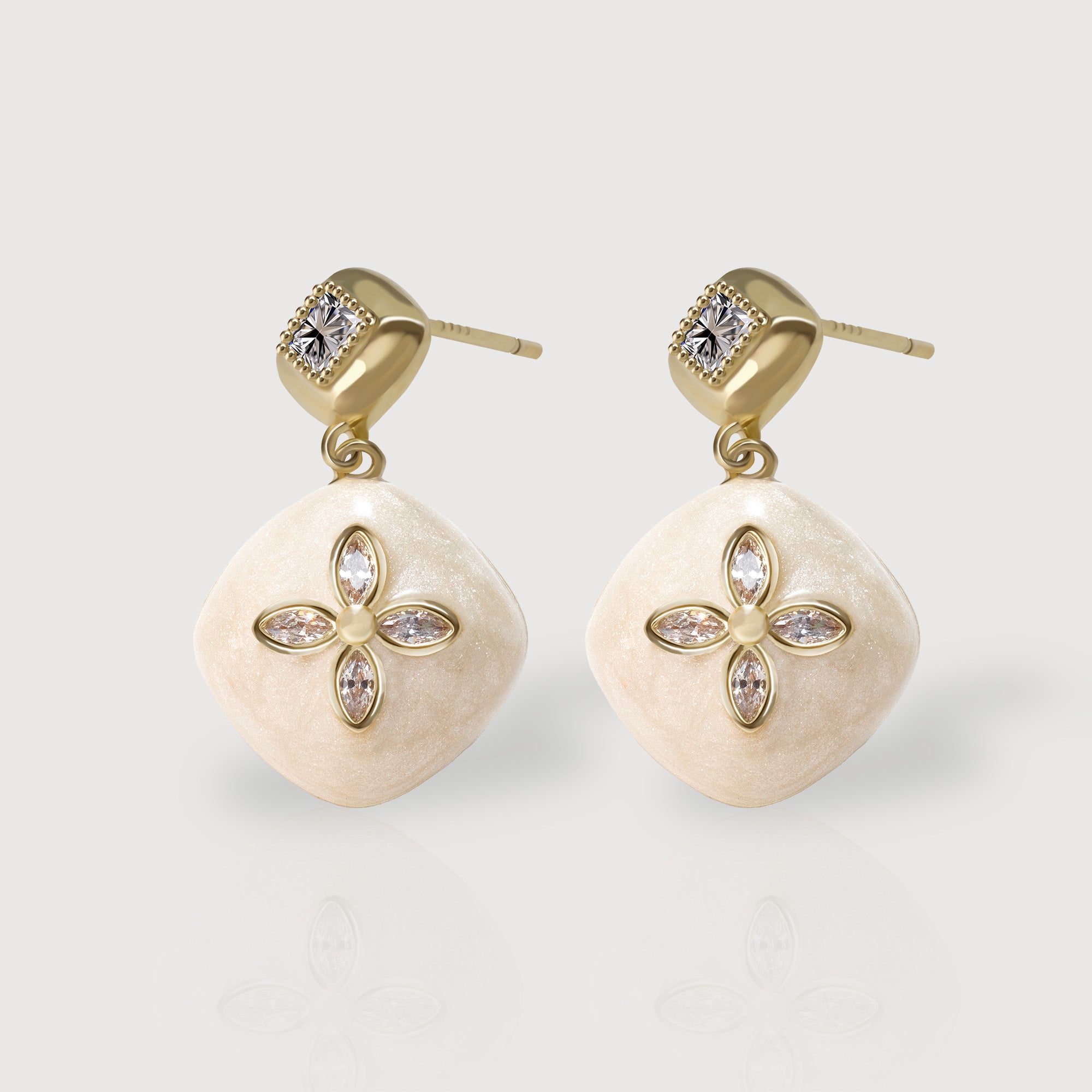 Gold Petal Drop Earrings