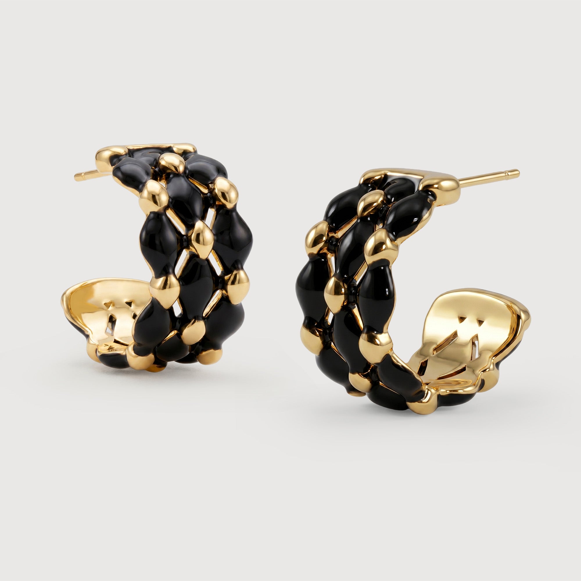 Black Enamel Hoop Earrings