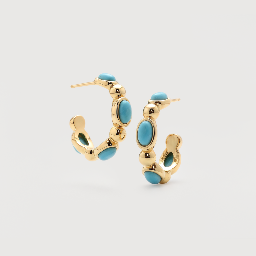 Turquoise Dome Hoops