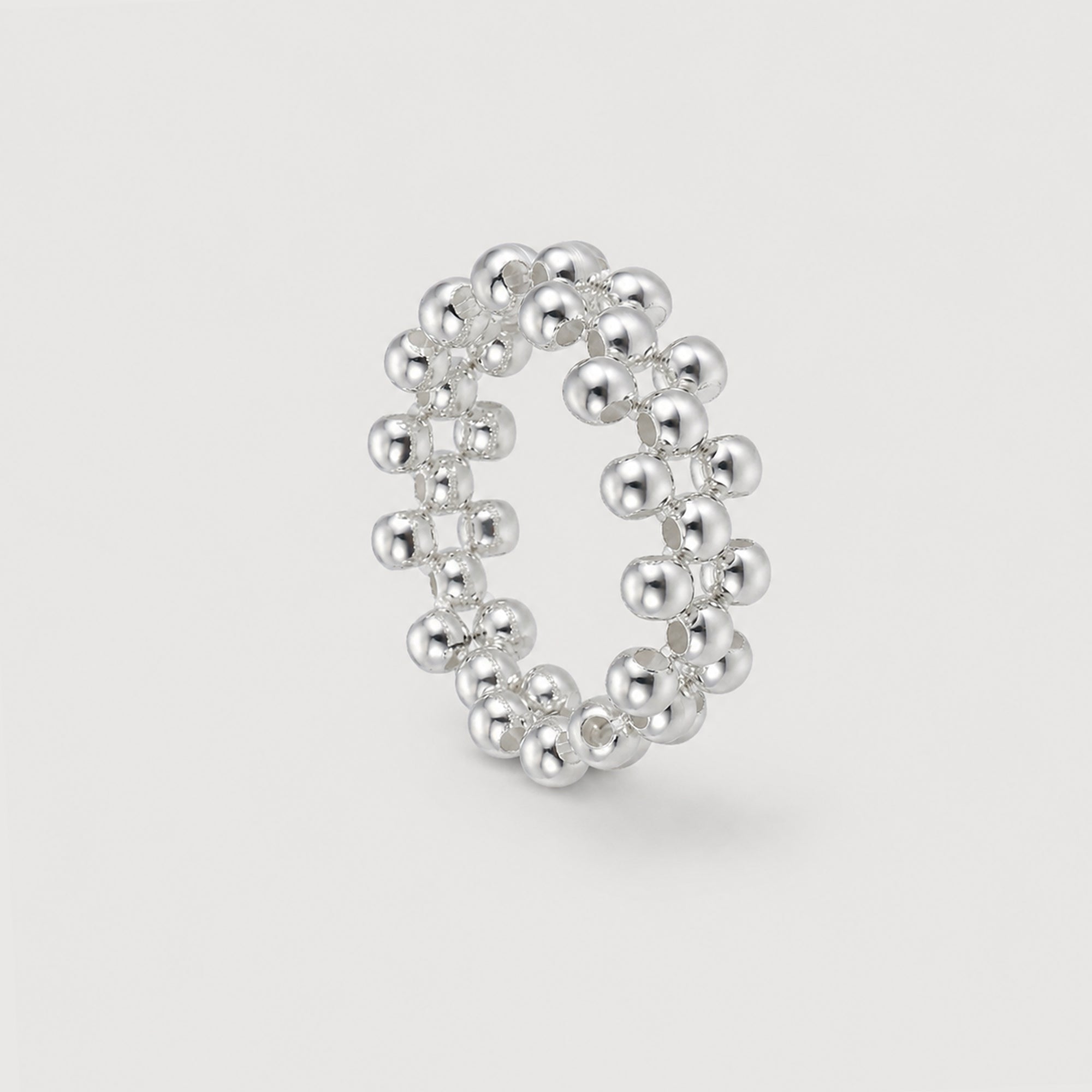 Silver Bead Open Ring