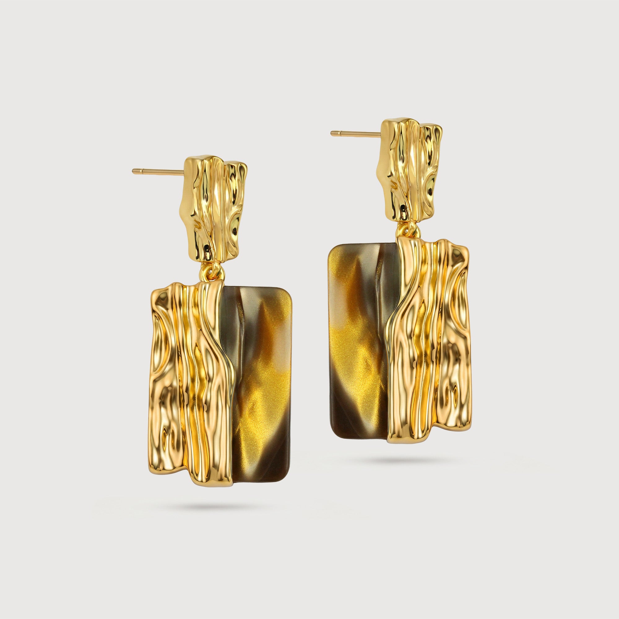 Marble Gold Drop Earrings