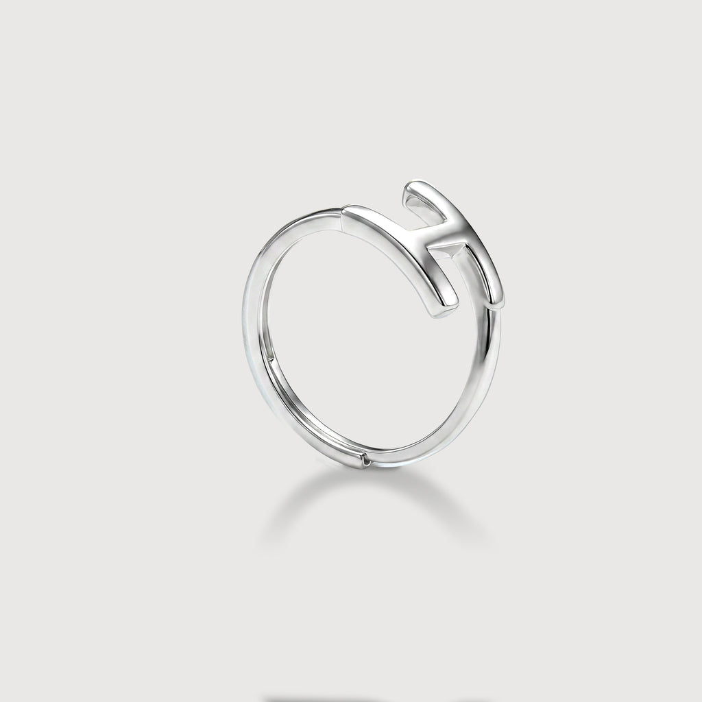 Silver H Open Ring