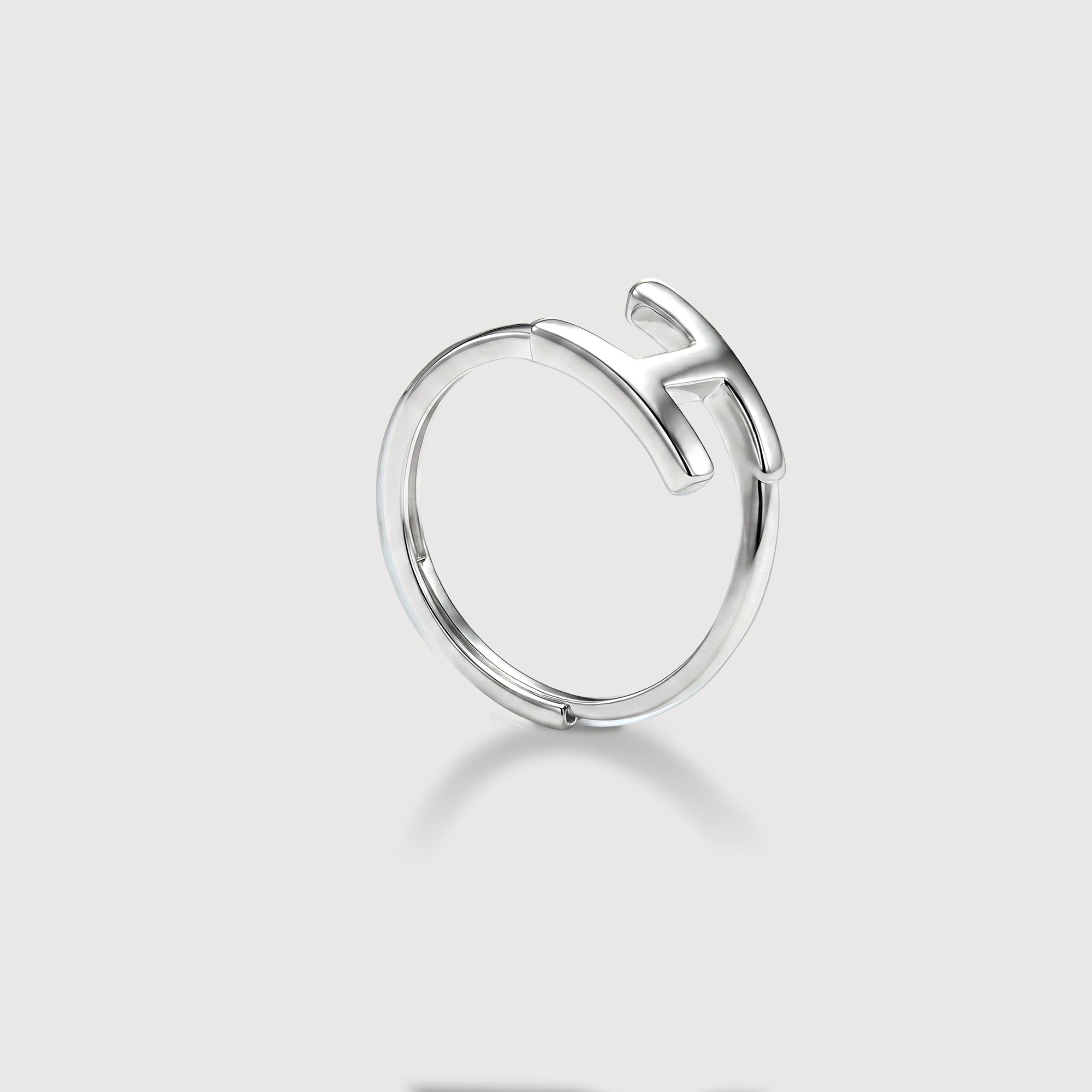 Silver H Open Ring