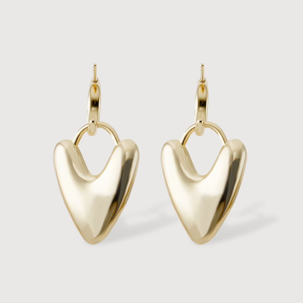 Gold Heart Drop Earrings